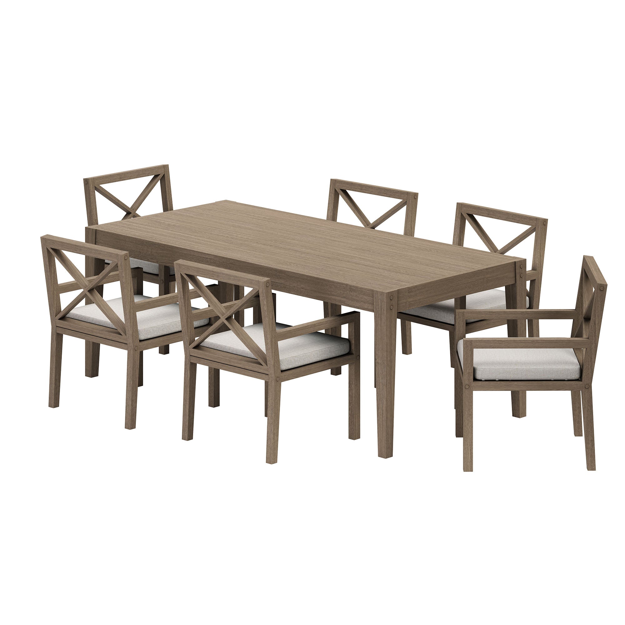 Modway EEI-7445 Northlake 7-Piece Outdoor Patio Teak Wood Dining Set