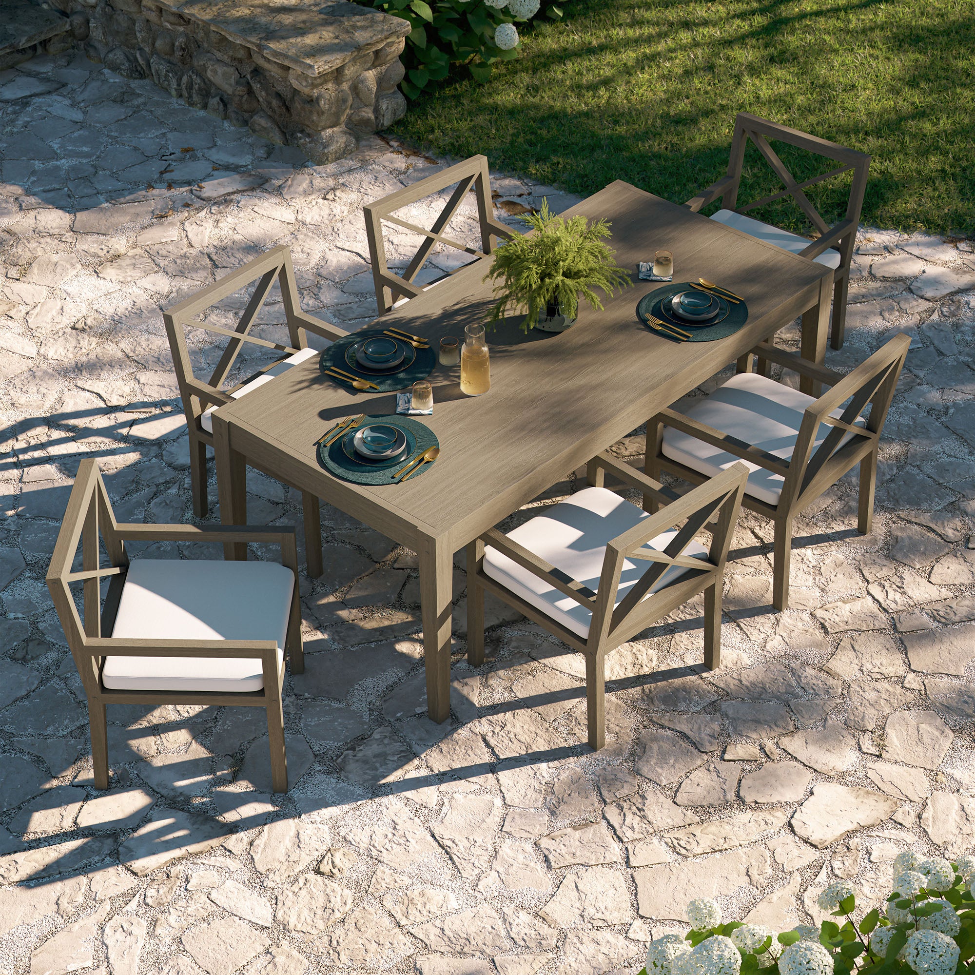 Modway Northlake 7-Piece Outdoor Patio Teak Wood Dining Set