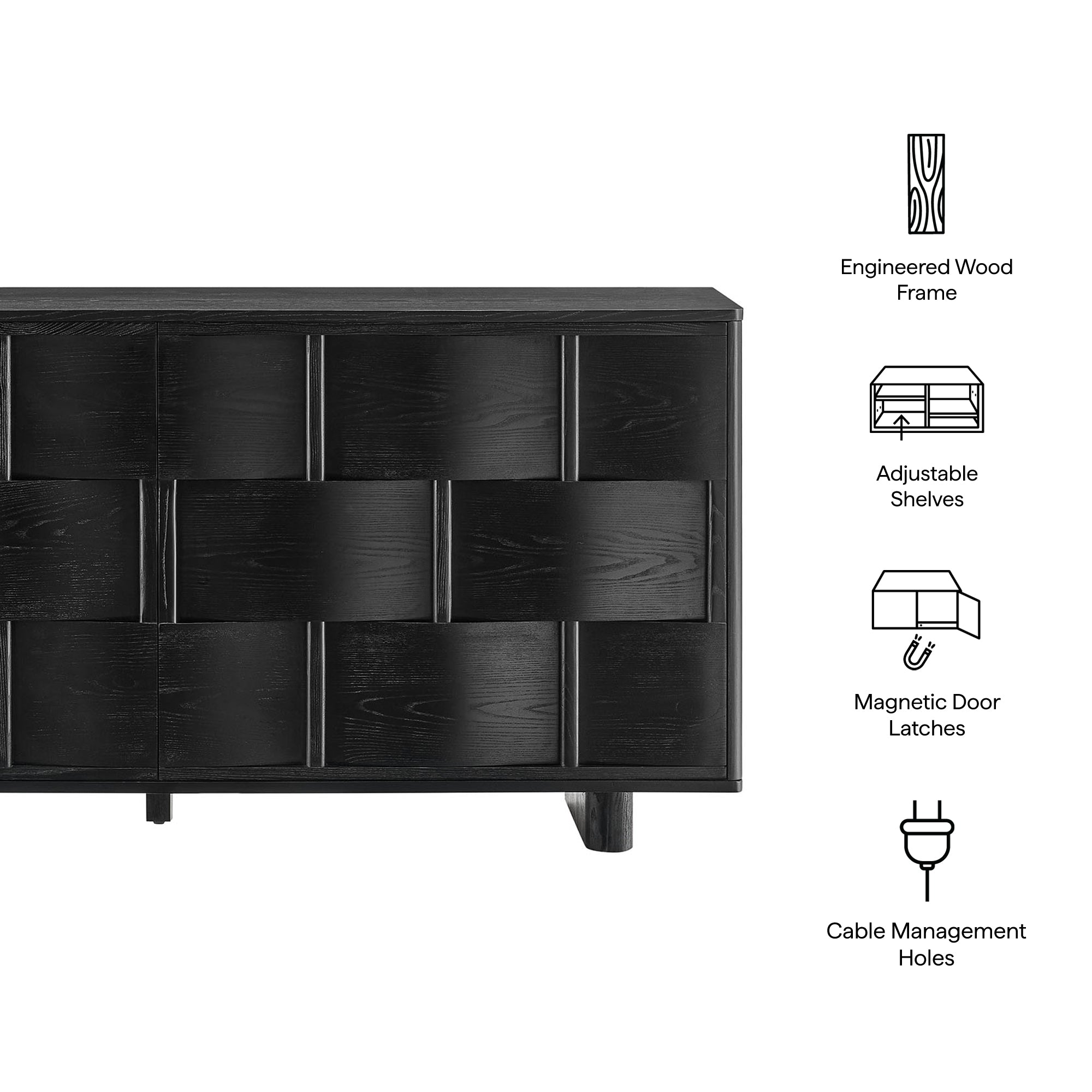Modway Foundry 71" Woven Design Buffet Storage Cabinet