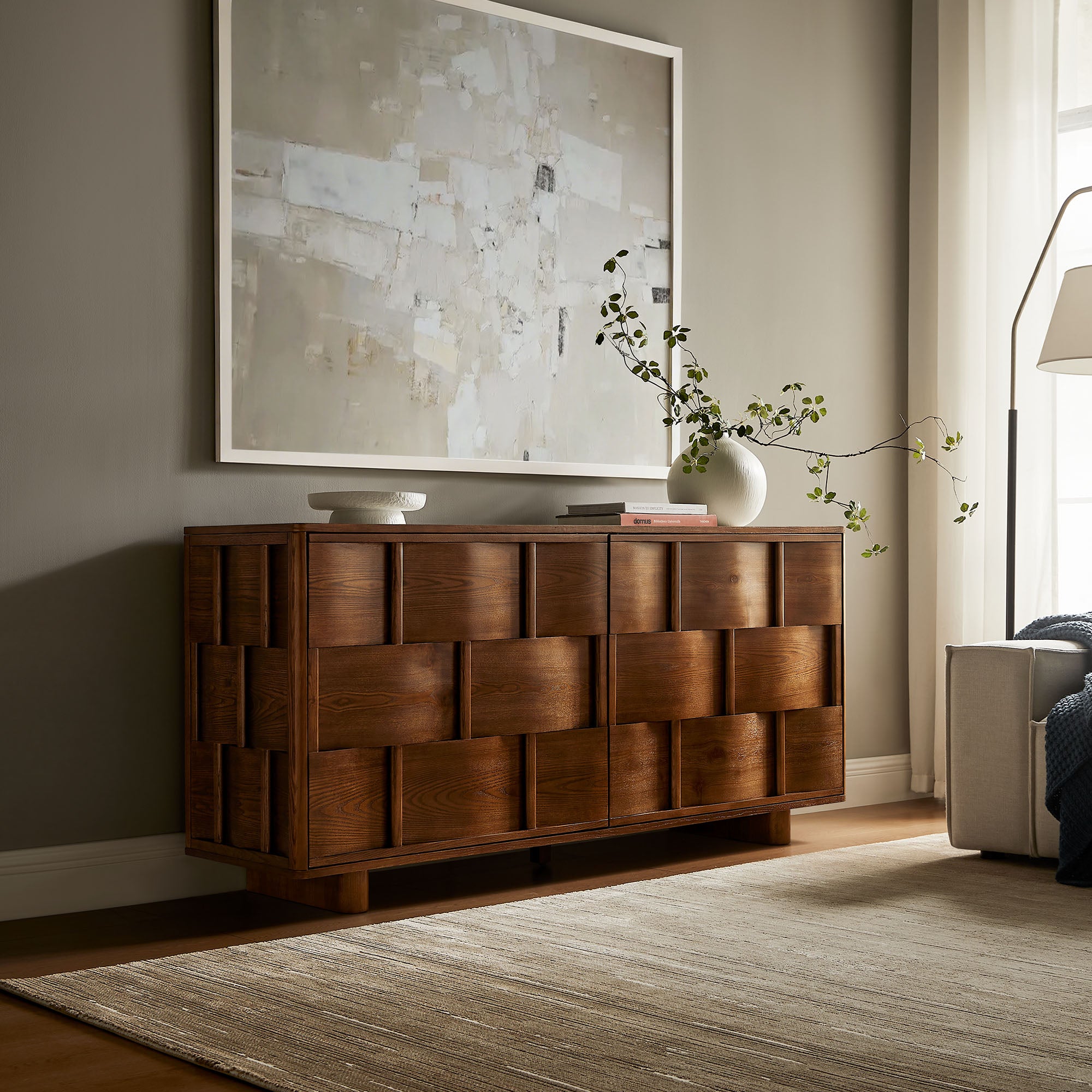 Modway Foundry 71" Woven Design Buffet Storage Cabinet
