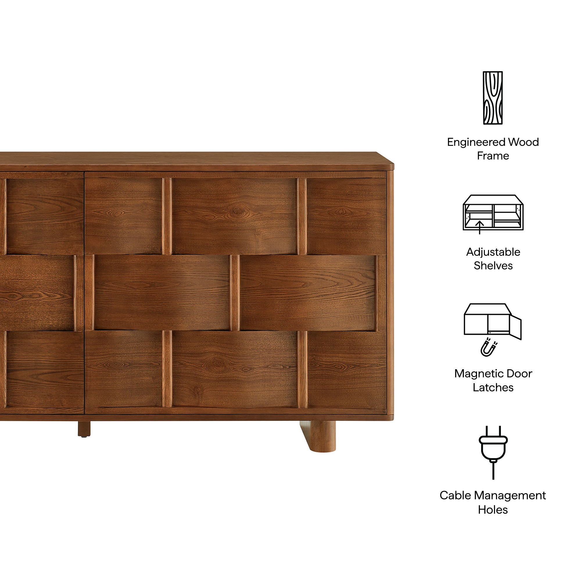Modway Foundry 71" Woven Design Buffet Storage Cabinet