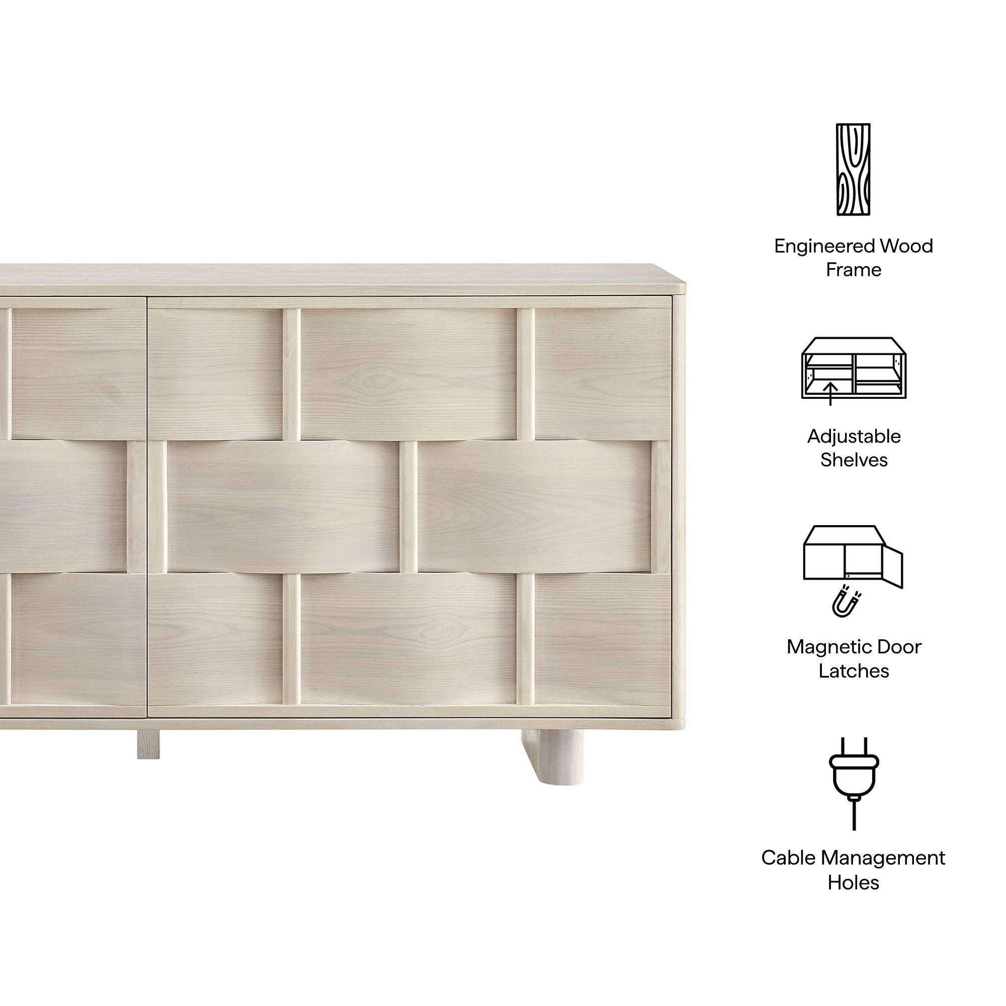 Modway Foundry 71" Woven Design Buffet Storage Cabinet