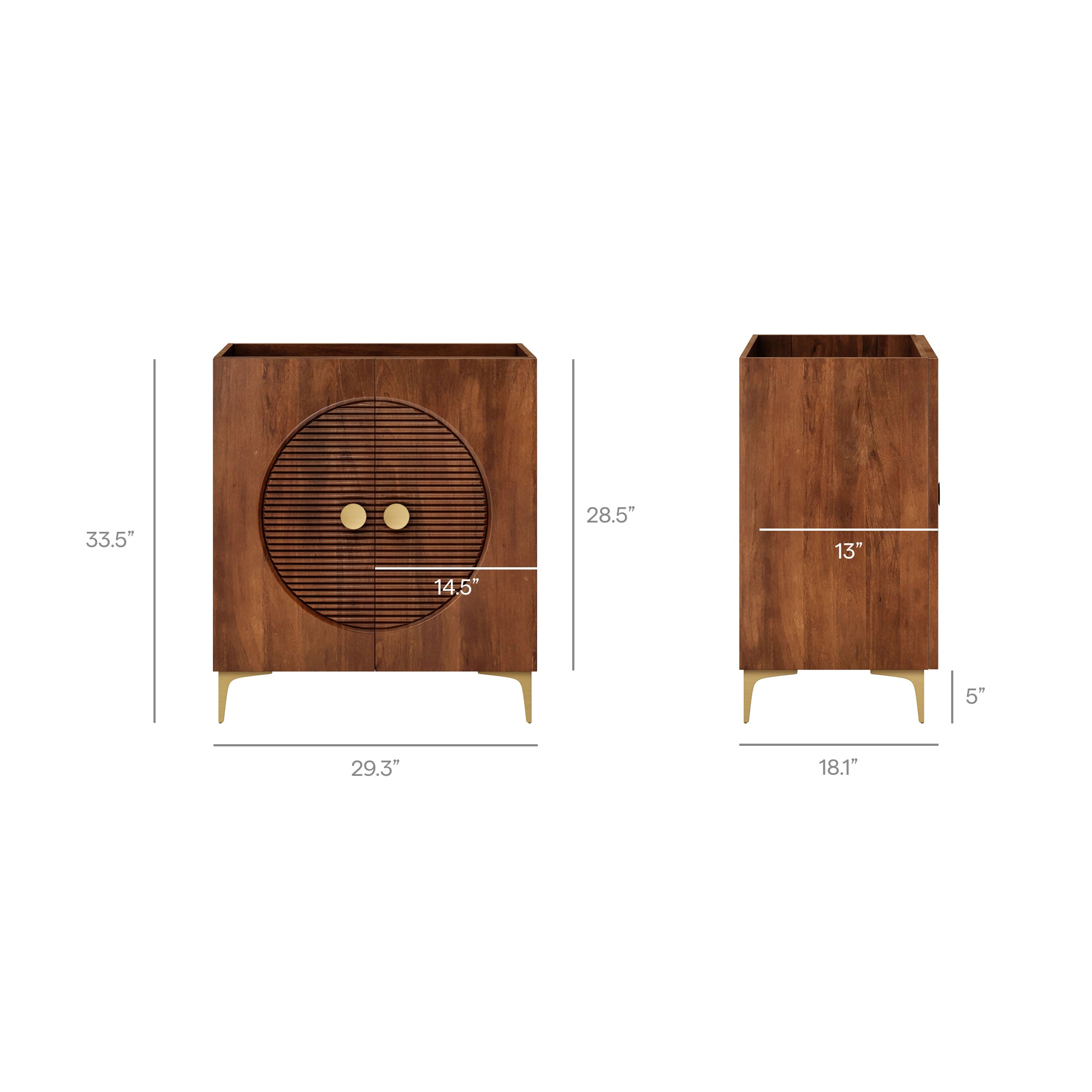 Modway Vernon 30" Fluted Wood Vanity Cabinet Without Sink