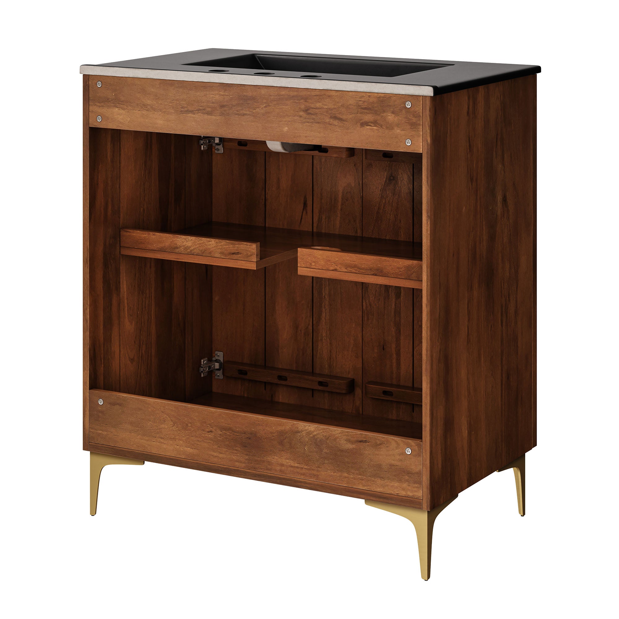 Modway Vernon 30" Fluted Wood Vanity Cabinet With Sink
