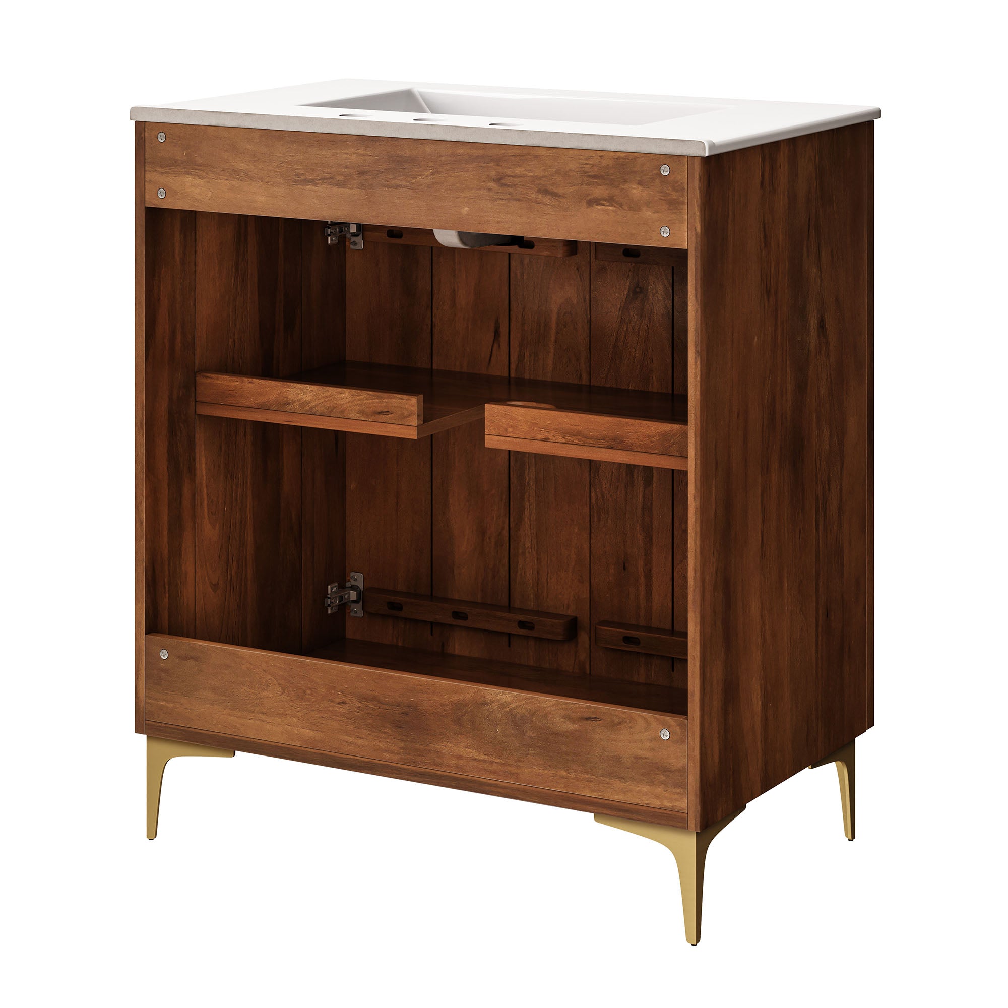 Modway Vernon 30" Fluted Wood Vanity Cabinet With Sink