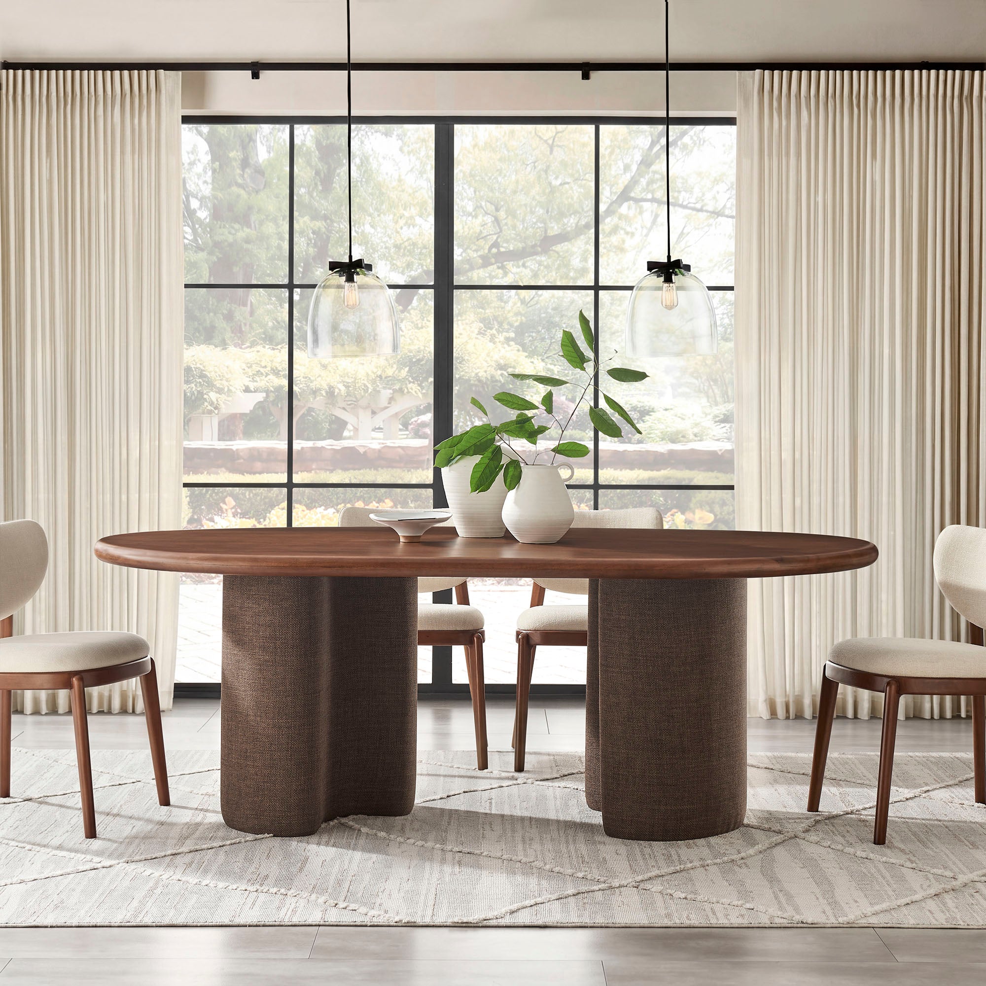 Modway EEI-7458 Enric 84 Inch Mango Wood Oval Dining Table