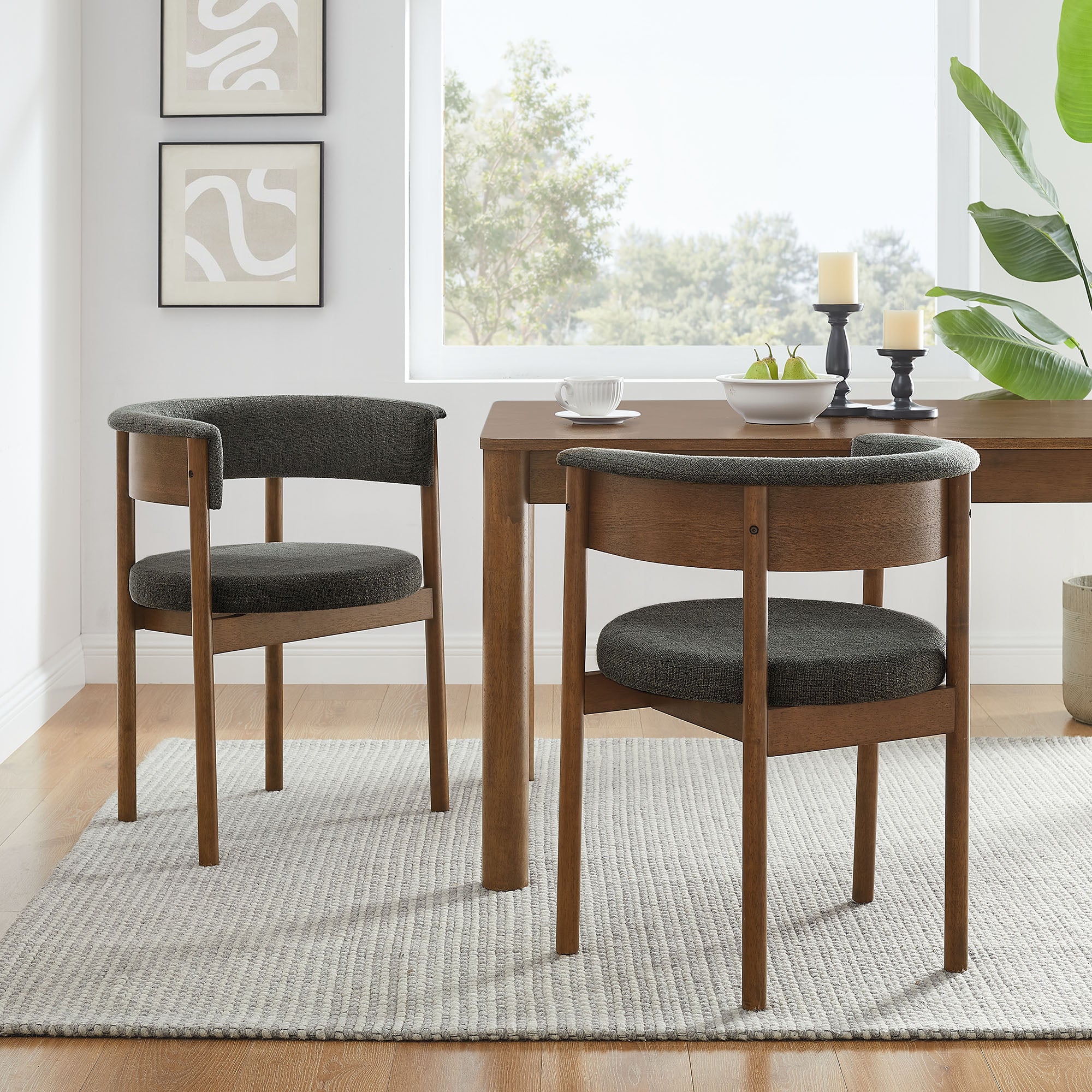 Modway Clea Curved Upholstered Dining Chairs Set Of 2