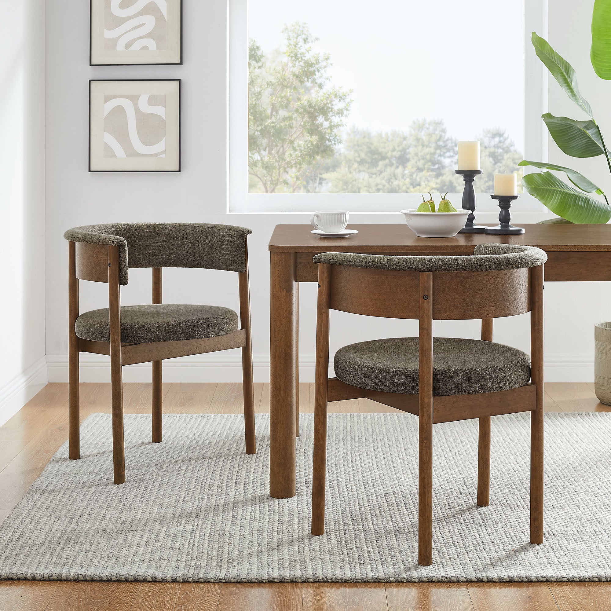 Modway Clea Curved Upholstered Dining Chairs Set Of 2