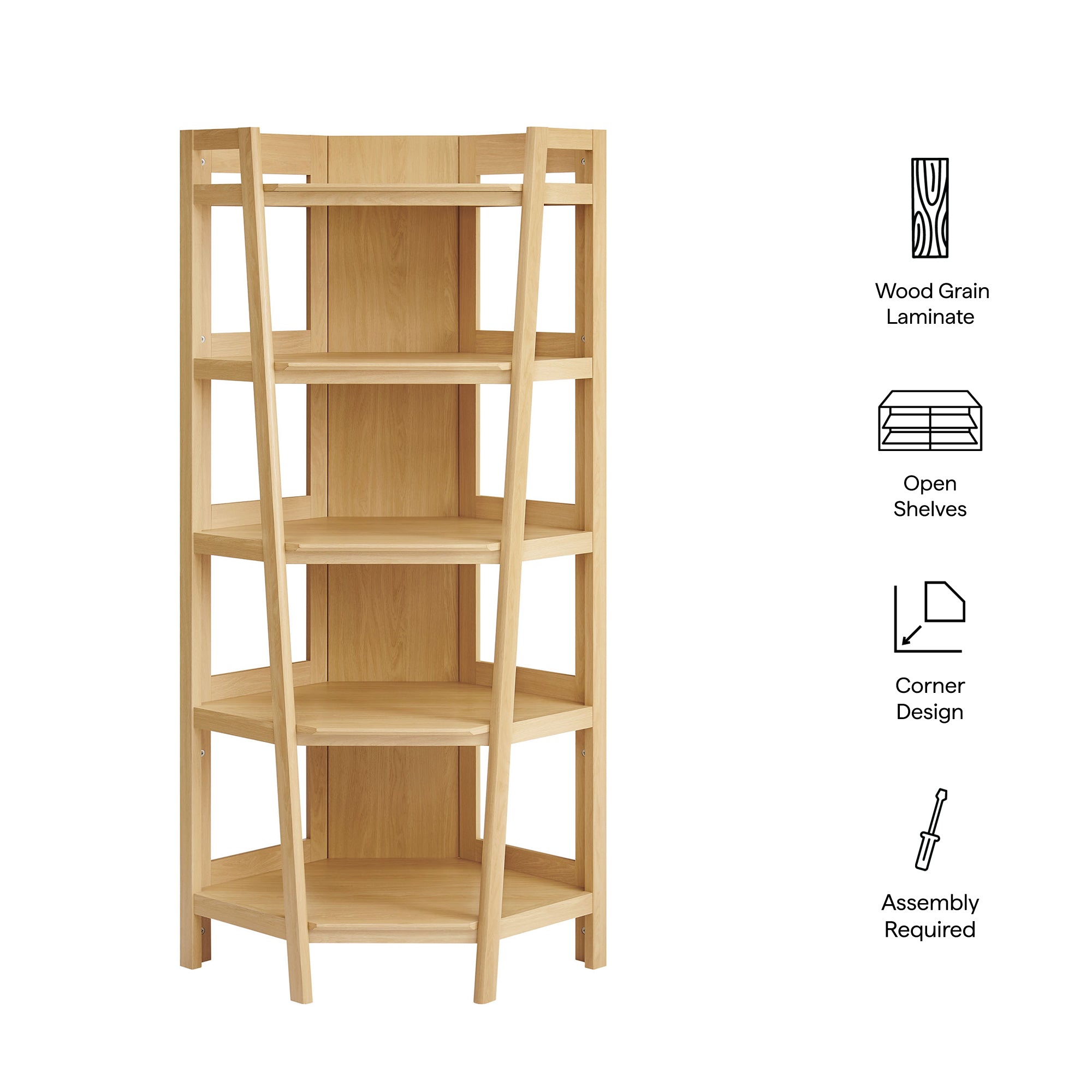 Modway EEI-7469 Bixby 71 Inch Corner Bookshelf