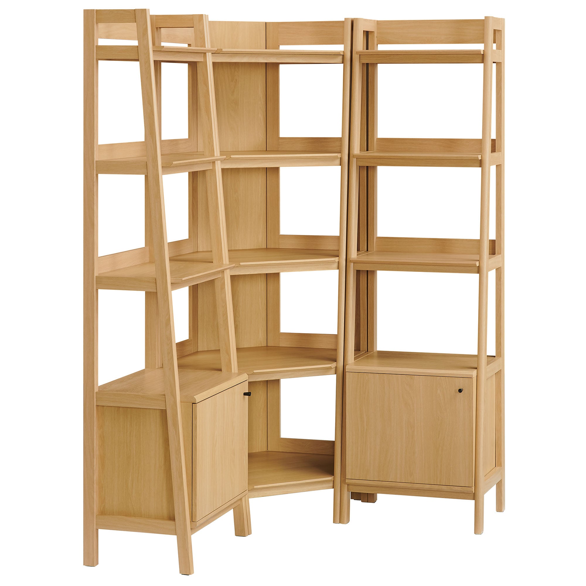 Modway Bixby 3-piece Corner Bookshelf Set with Narrow Bookshelves