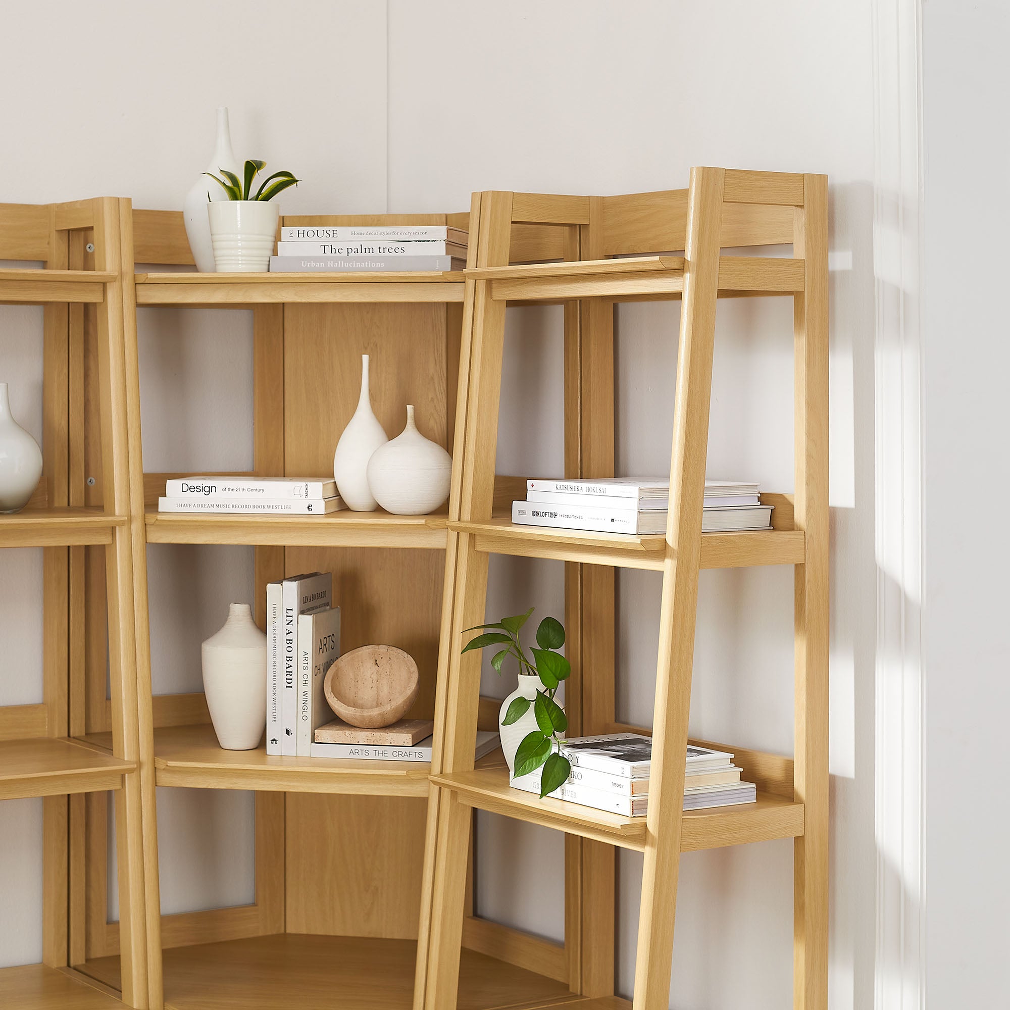 Modway Bixby 3-piece Corner Bookshelf Set with Narrow Bookshelves