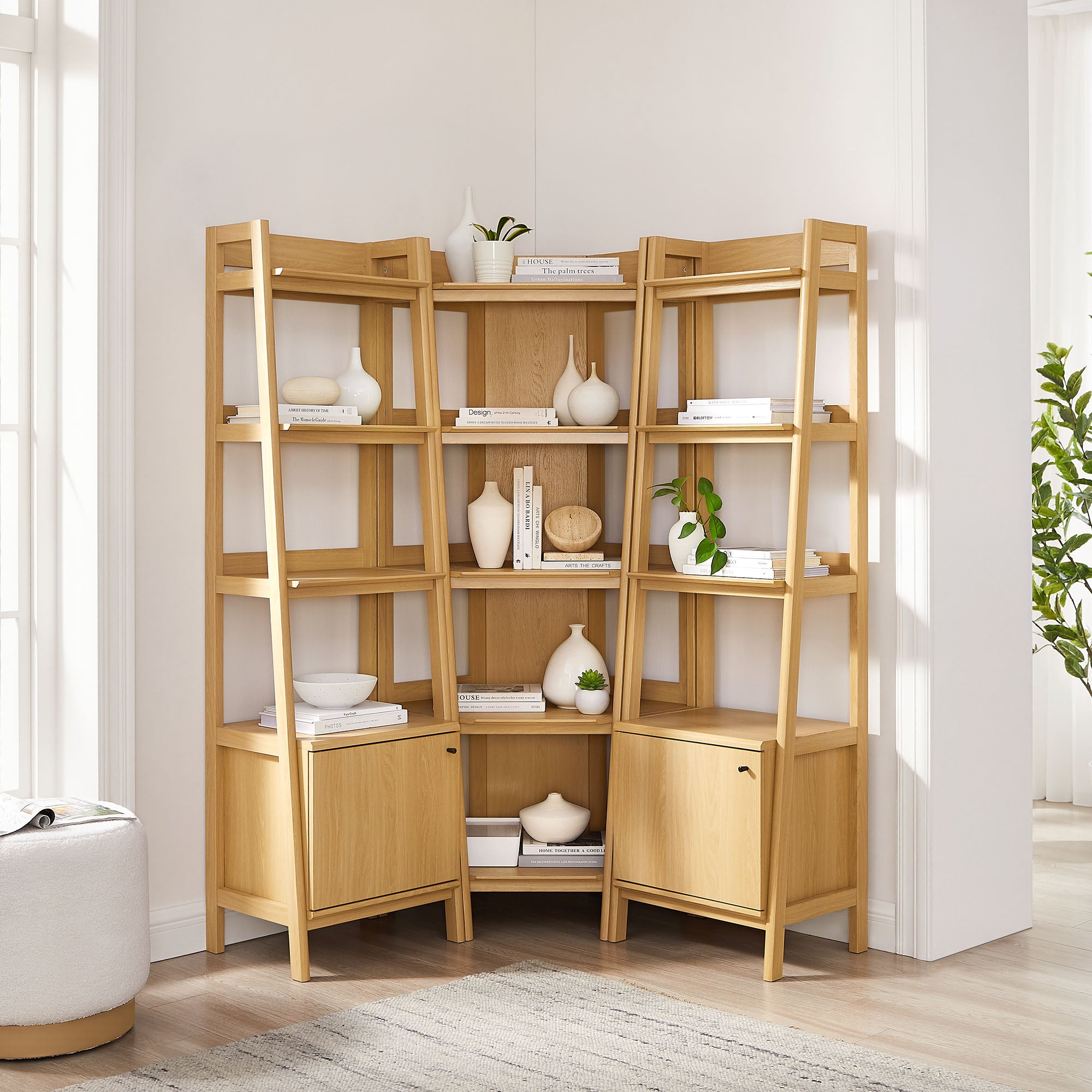 Modway EEI-7470 Bixby 3-piece Corner Bookshelf Set with Narrow Bookshelves