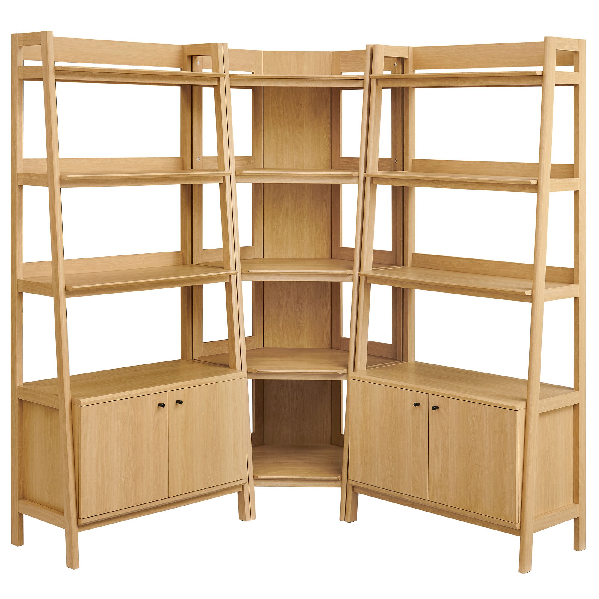 Modway EEI-7471 Bixby 3-Piece Corner Bookshelf Set with Wide Bookshelves