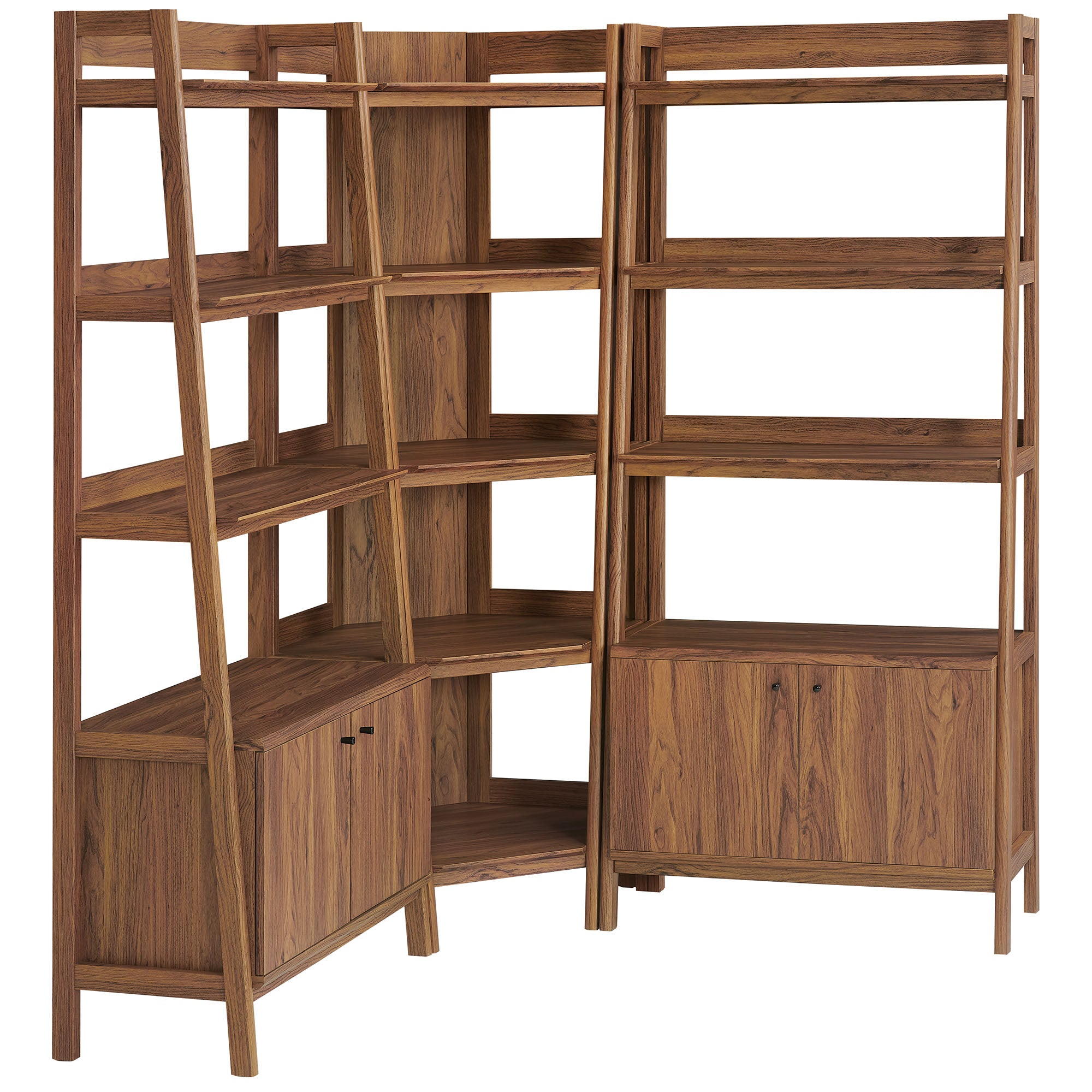 Modway Bixby 3-Piece Corner Bookshelf Set with Wide Bookshelves