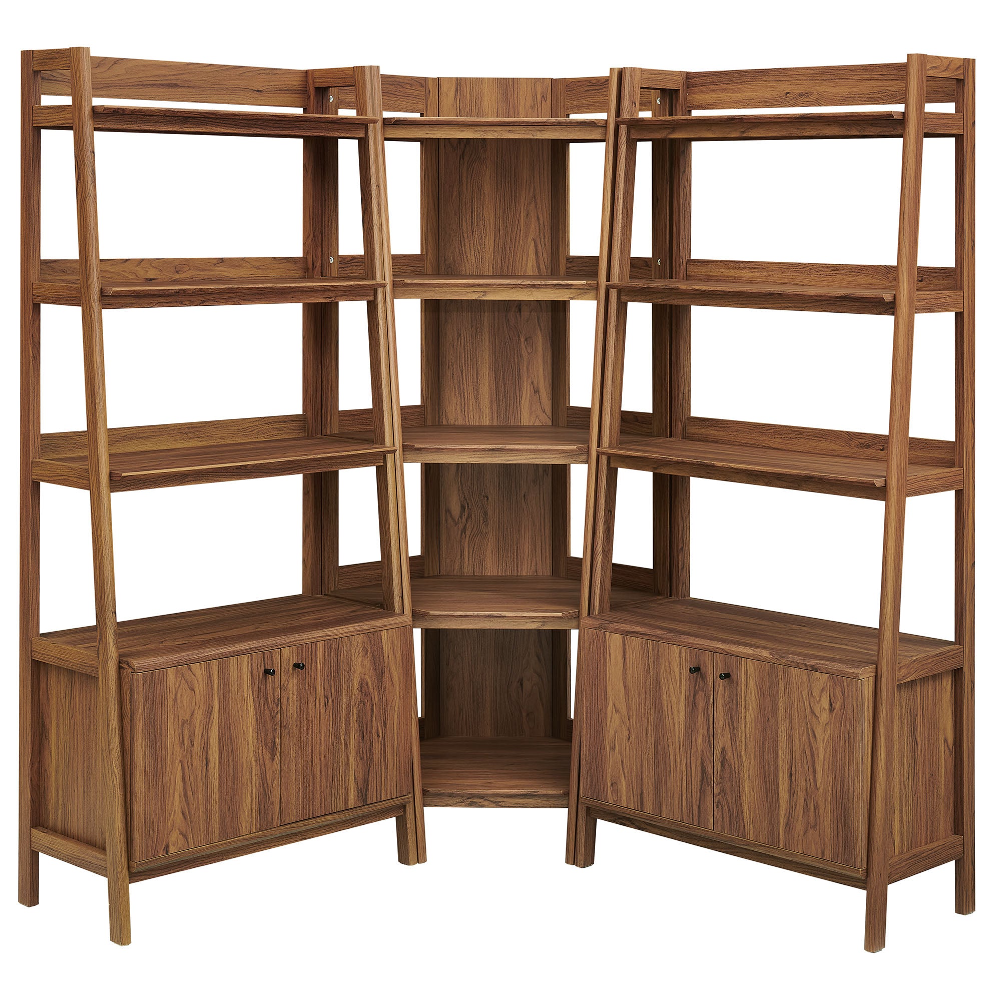Modway Bixby 3-Piece Corner Bookshelf Set with Wide Bookshelves