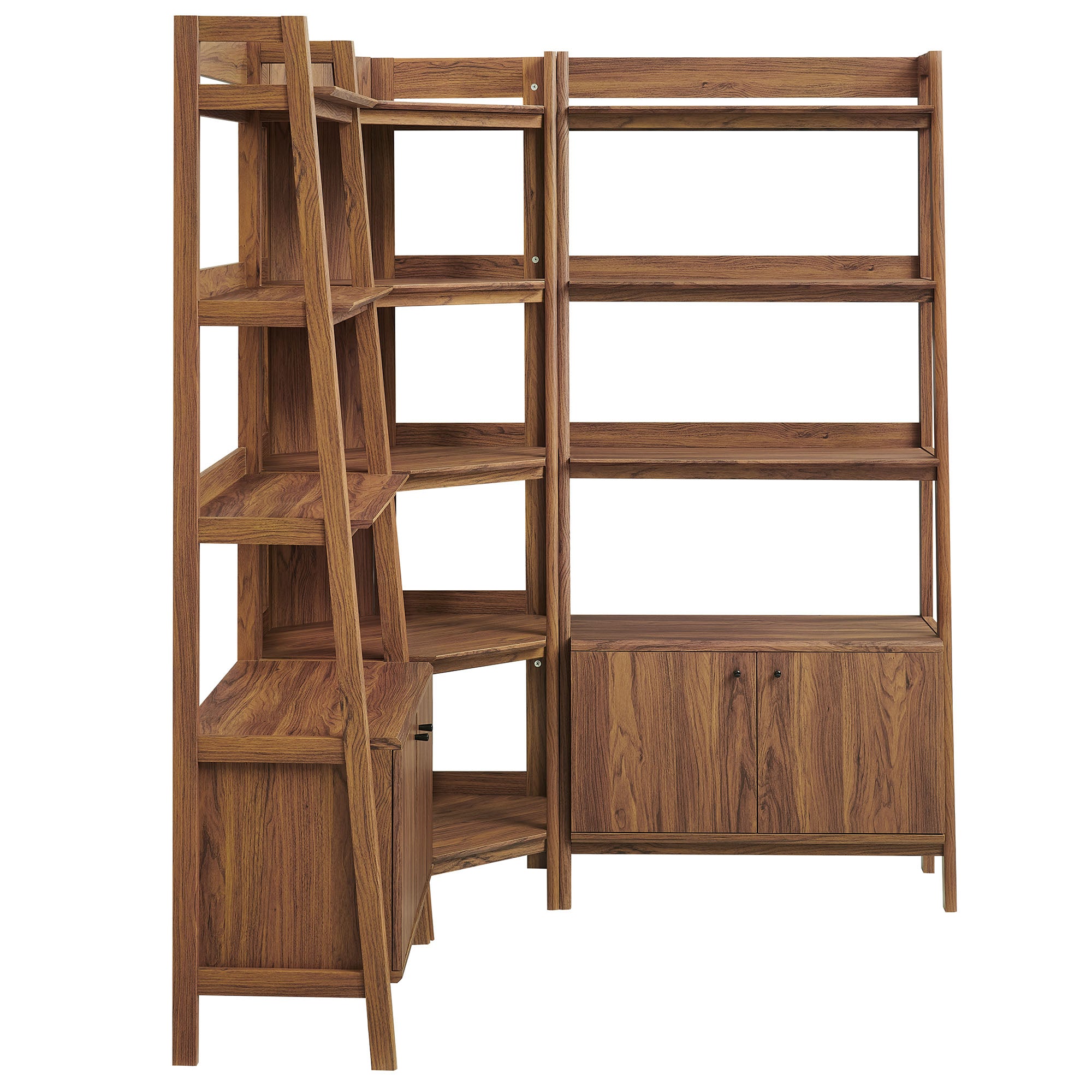 Modway Bixby 3-Piece Corner Bookshelf Set with Wide Bookshelves