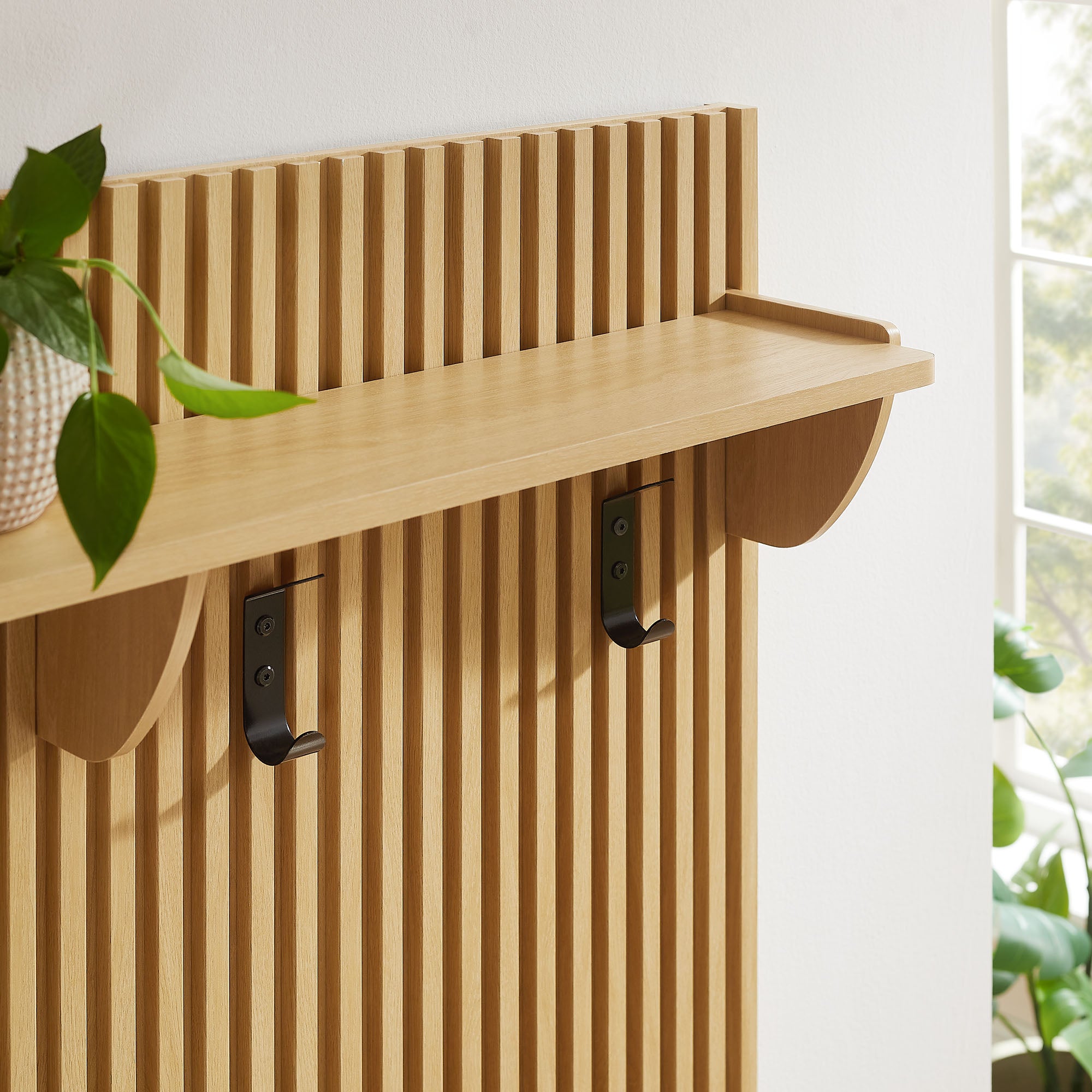 Modway EEI-7472 Render Fluted Coat Rack Panel With Shelf
