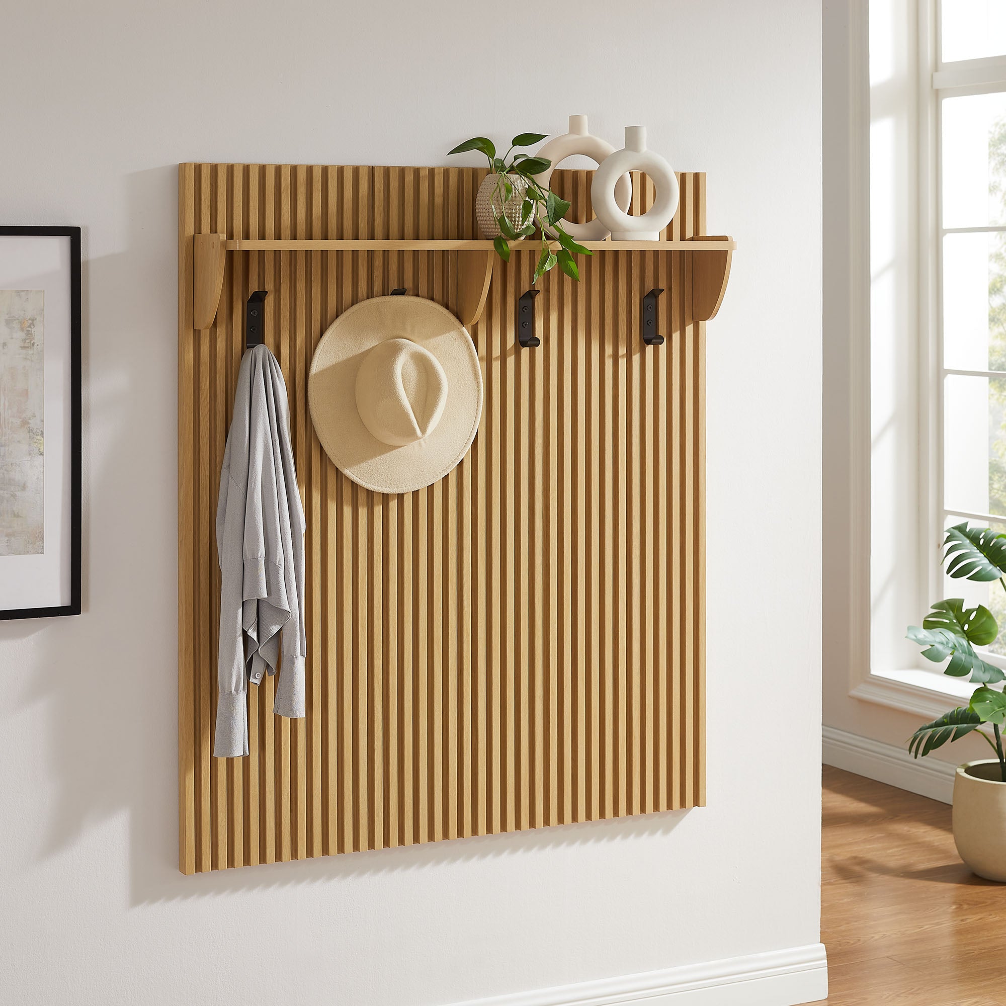 Modway EEI-7472 Render Fluted Coat Rack Panel With Shelf