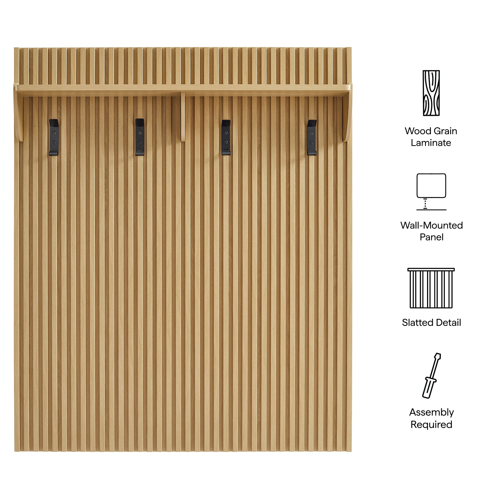Modway EEI-7472 Render Fluted Coat Rack Panel With Shelf