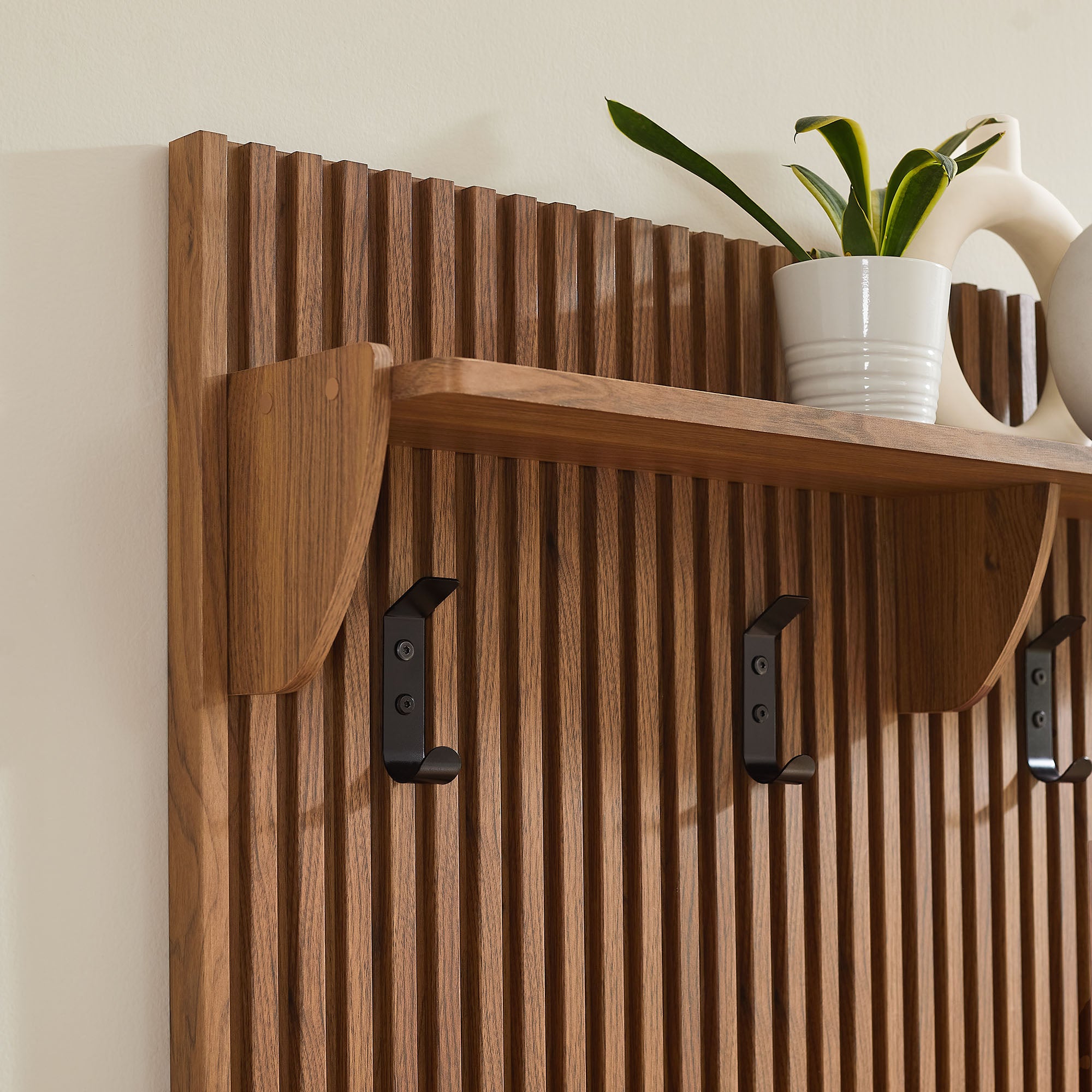 Modway Render Fluted Coat Rack Panel With Shelf