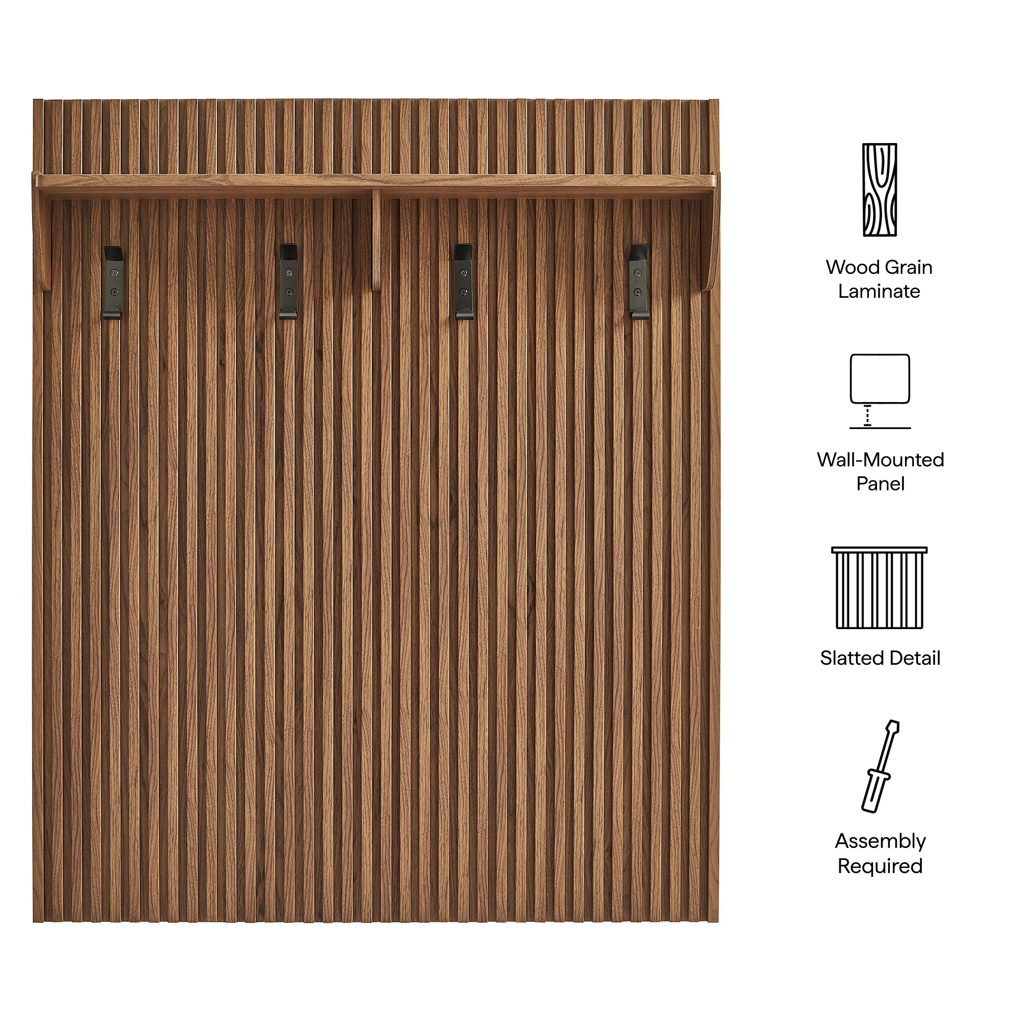 Modway Render Fluted Coat Rack Panel With Shelf