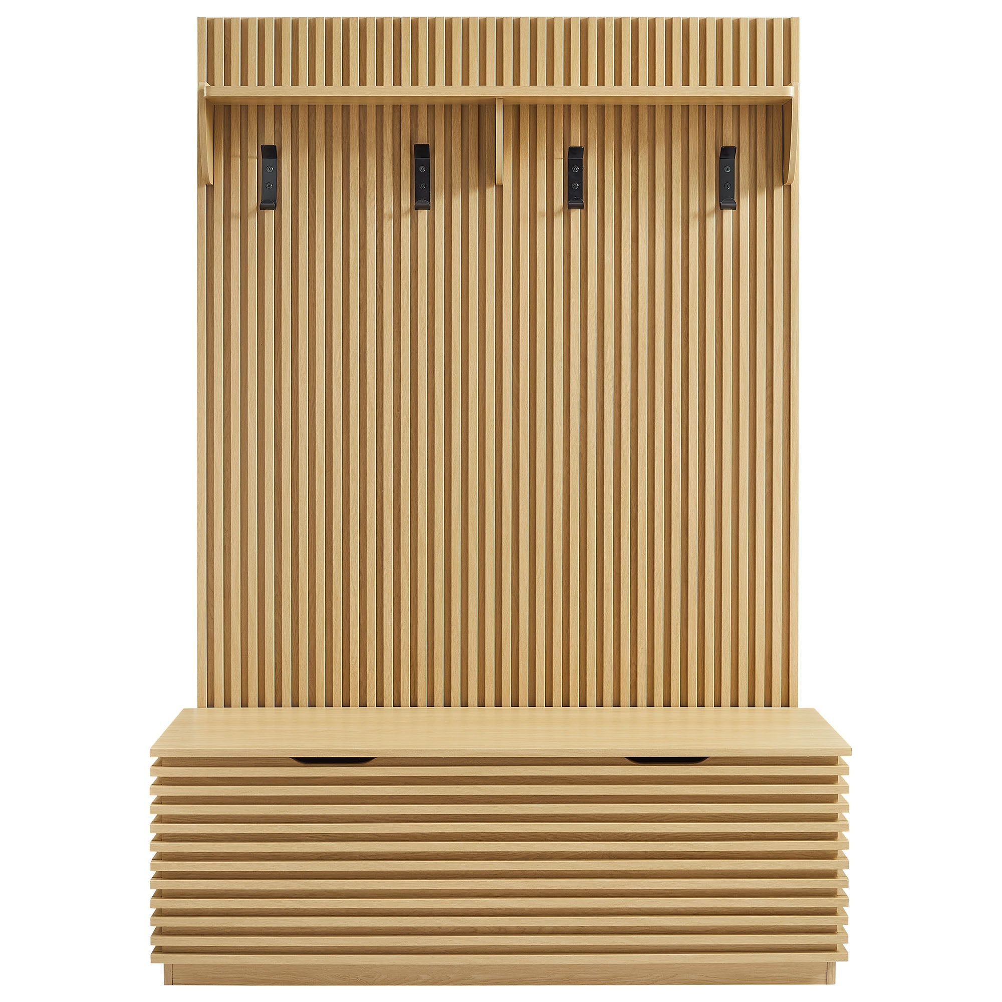 Modway EEI-7473 Render Fluted 3-in-1 Hall Tree With Storage Bench and Coat Rack