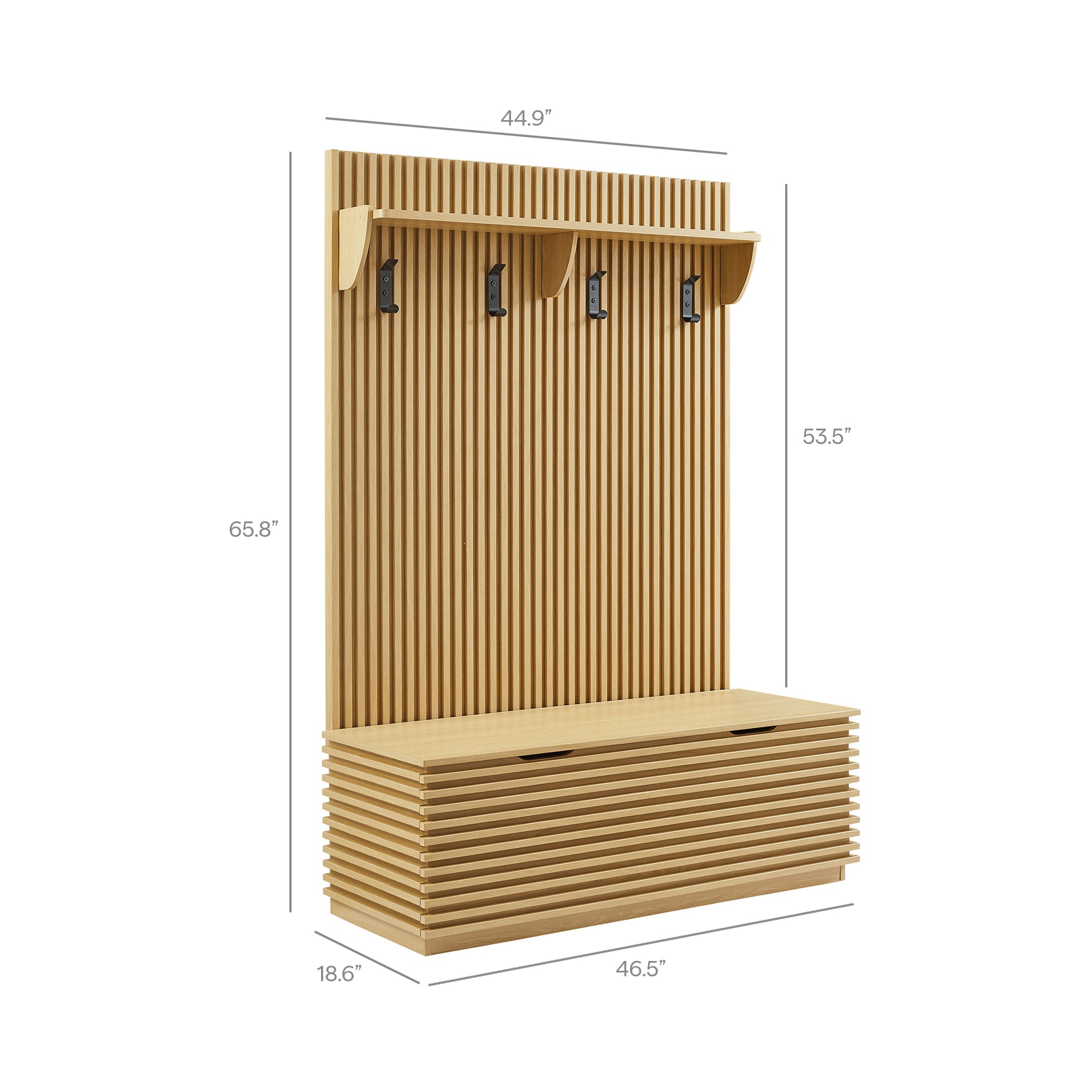 Modway EEI-7473 Render Fluted 3-in-1 Hall Tree With Storage Bench and Coat Rack
