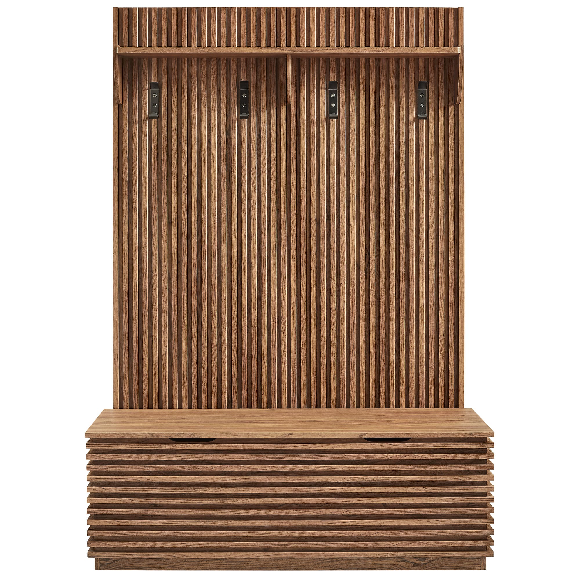 Modway EEI-7473 Render Fluted 3-in-1 Hall Tree With Storage Bench and Coat Rack