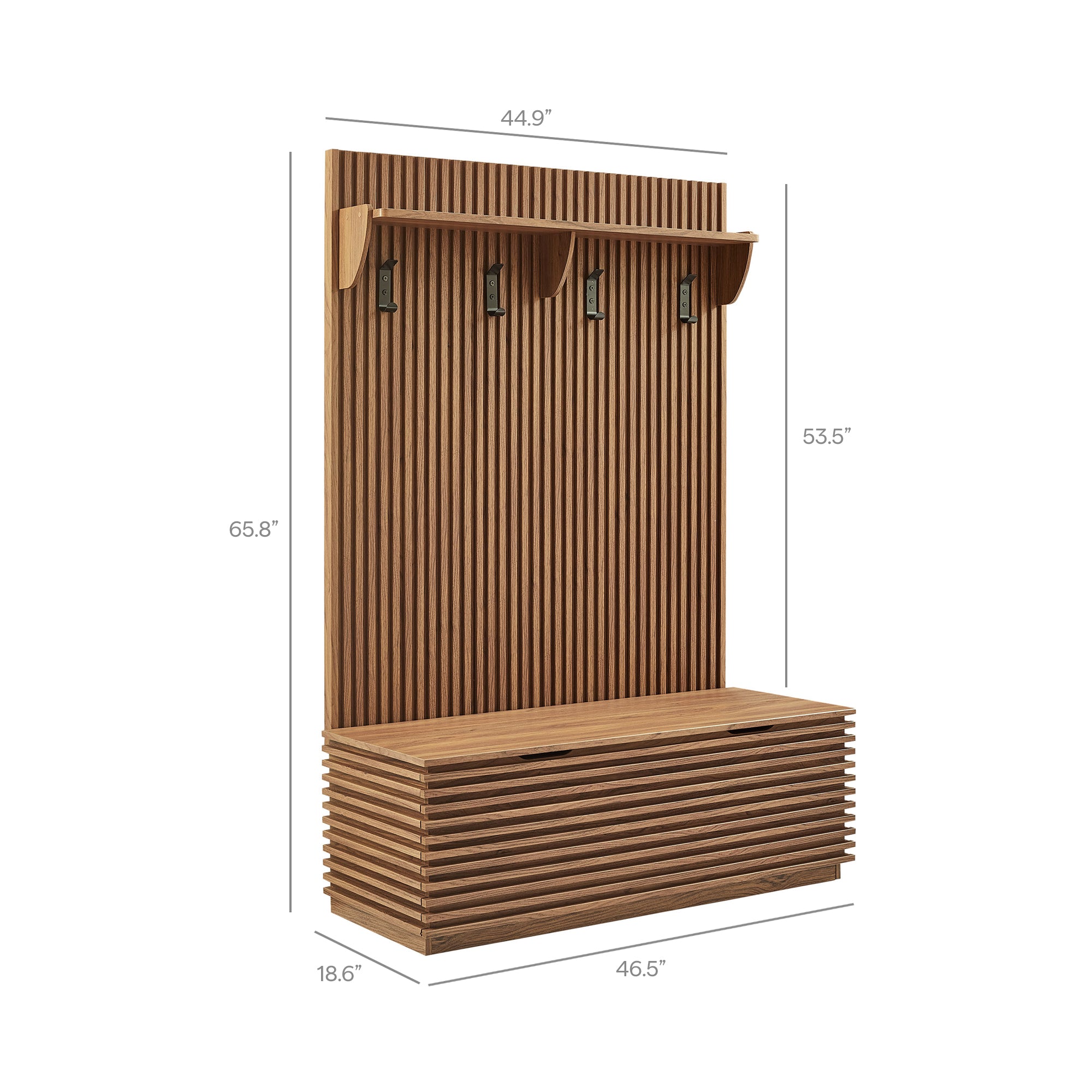 Modway EEI-7473 Render Fluted 3-in-1 Hall Tree With Storage Bench and Coat Rack