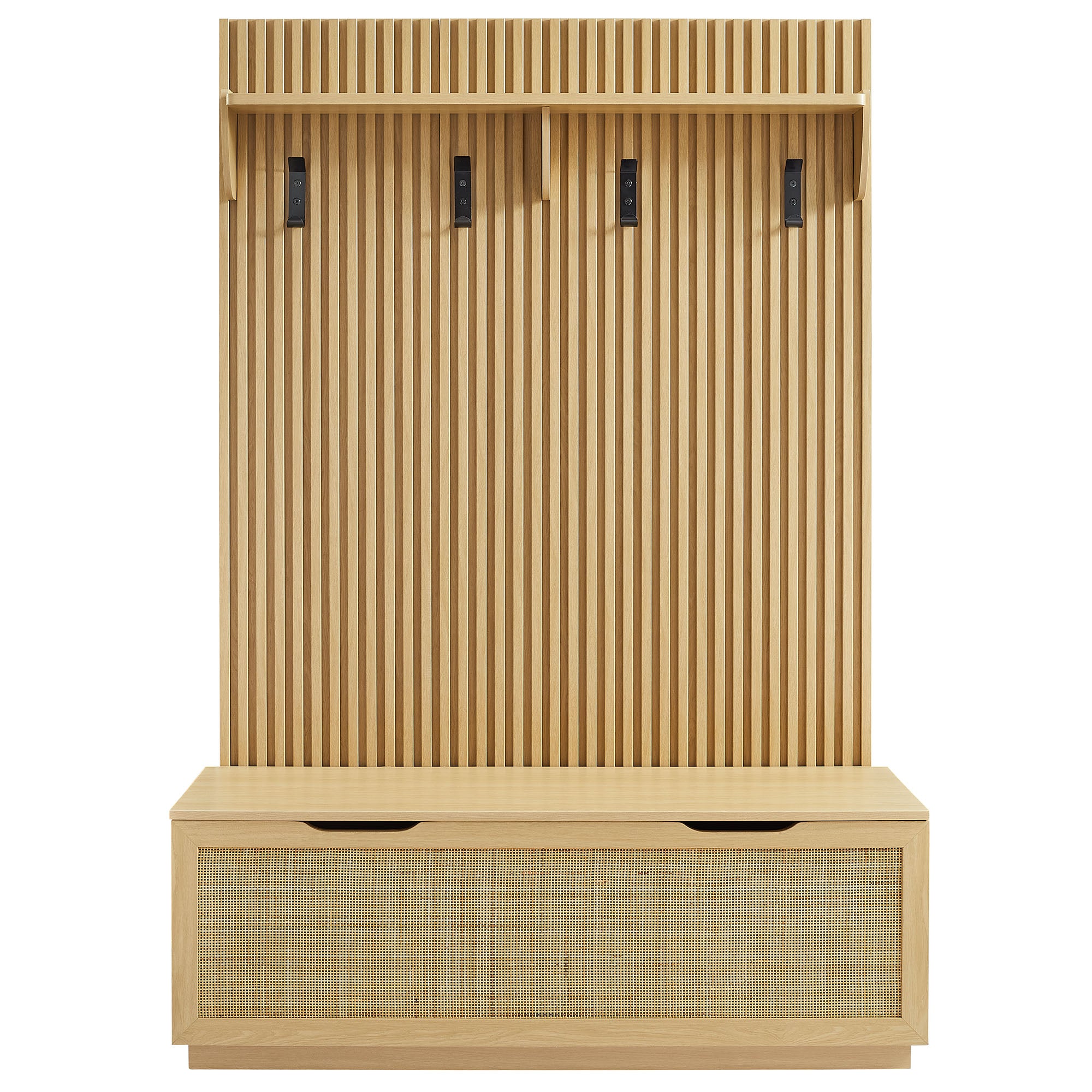 Modway EEI-7474 Soma Fluted 3-in-1 Hall Tree With Storage Bench and Coat Rack