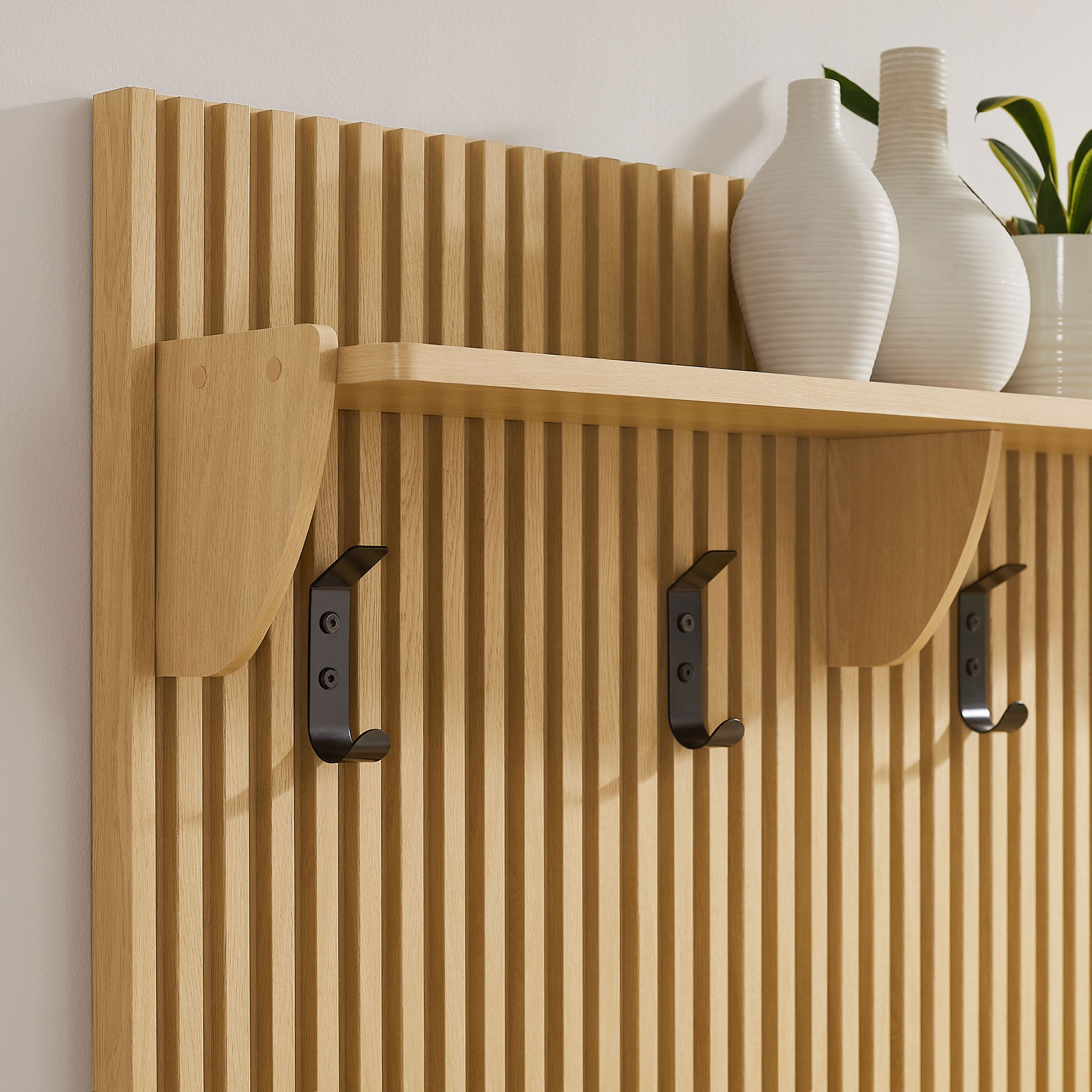 Modway EEI-7474 Soma Fluted 3-in-1 Hall Tree With Storage Bench and Coat Rack