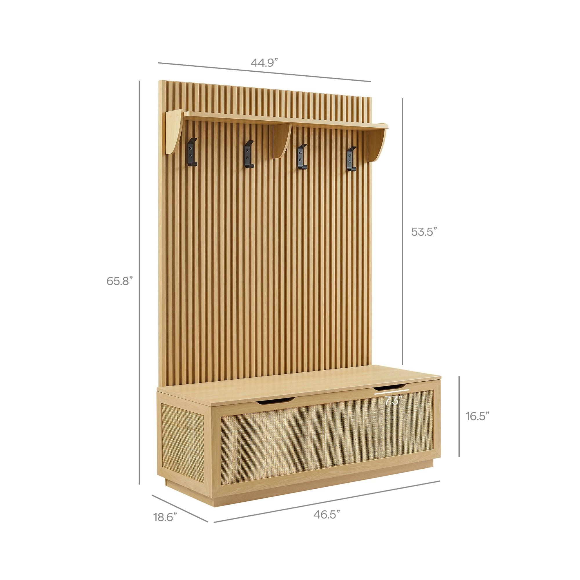 Modway EEI-7474 Soma Fluted 3-in-1 Hall Tree With Storage Bench and Coat Rack