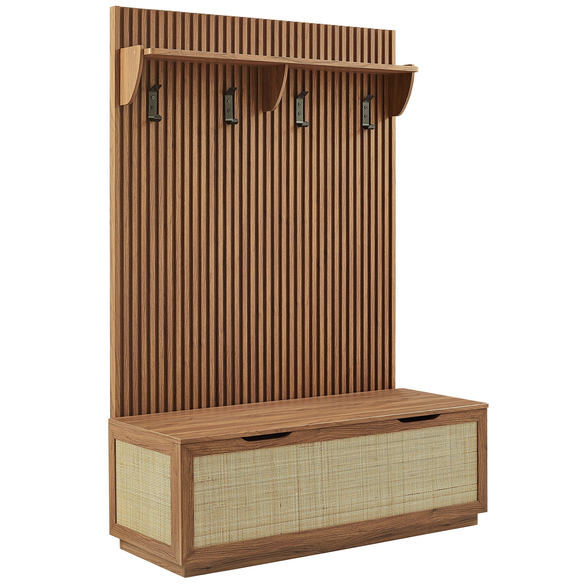 Modway EEI-7474 Soma Fluted 3-in-1 Hall Tree With Storage Bench and Coat Rack