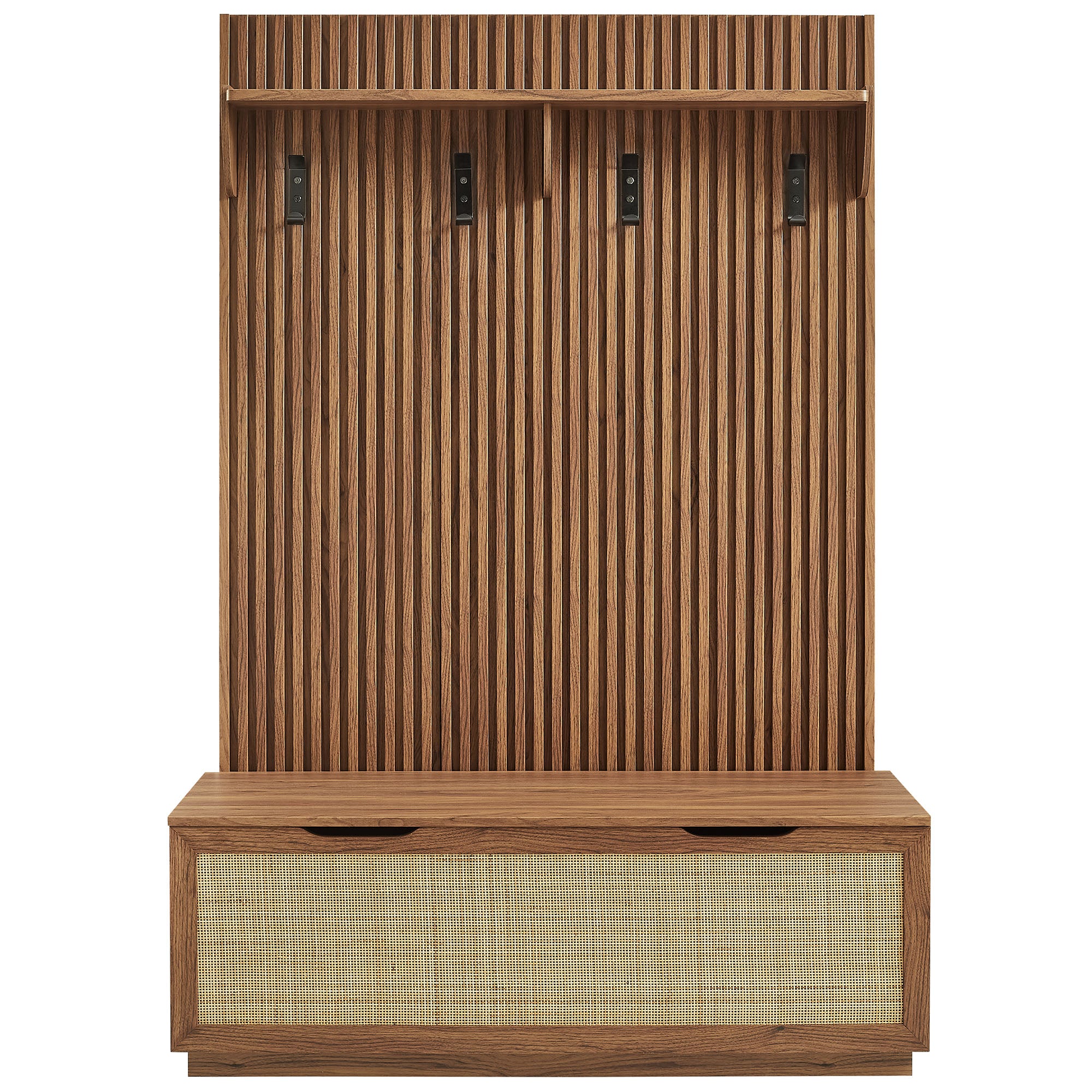 Modway EEI-7474 Soma Fluted 3-in-1 Hall Tree With Storage Bench and Coat Rack