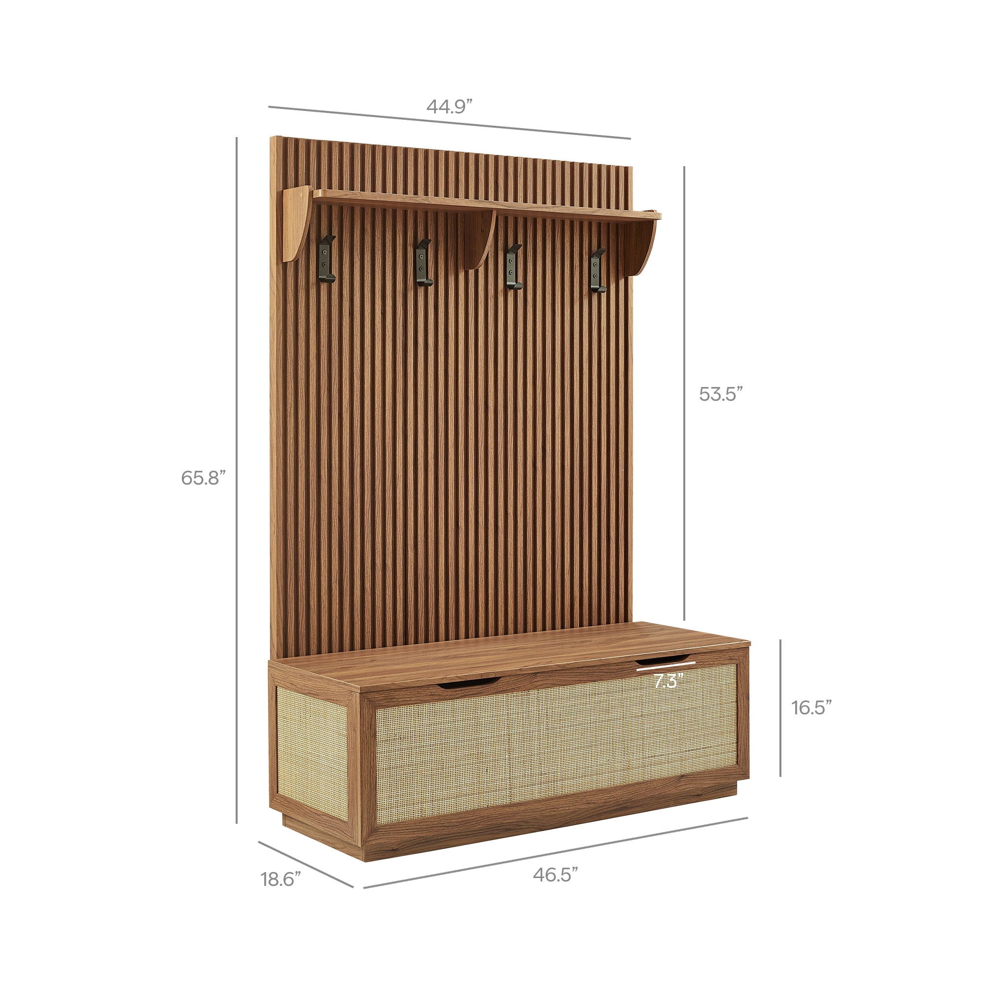 Modway EEI-7474 Soma Fluted 3-in-1 Hall Tree With Storage Bench and Coat Rack