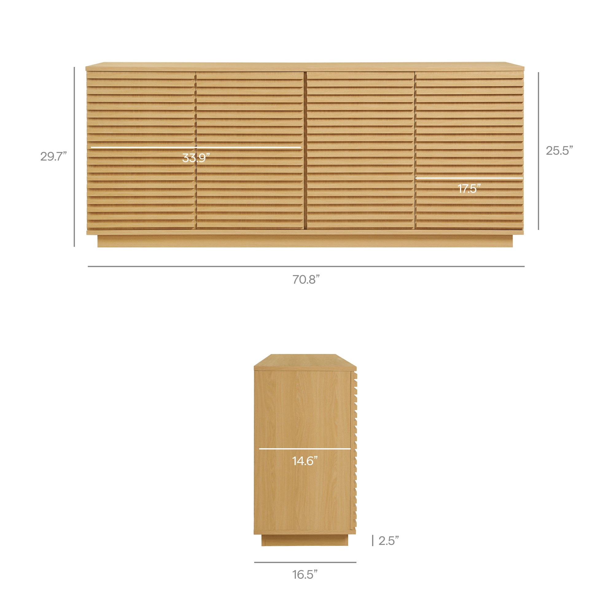 Modway Render 4-Door Fluted Sideboard Cabinet TV Stand