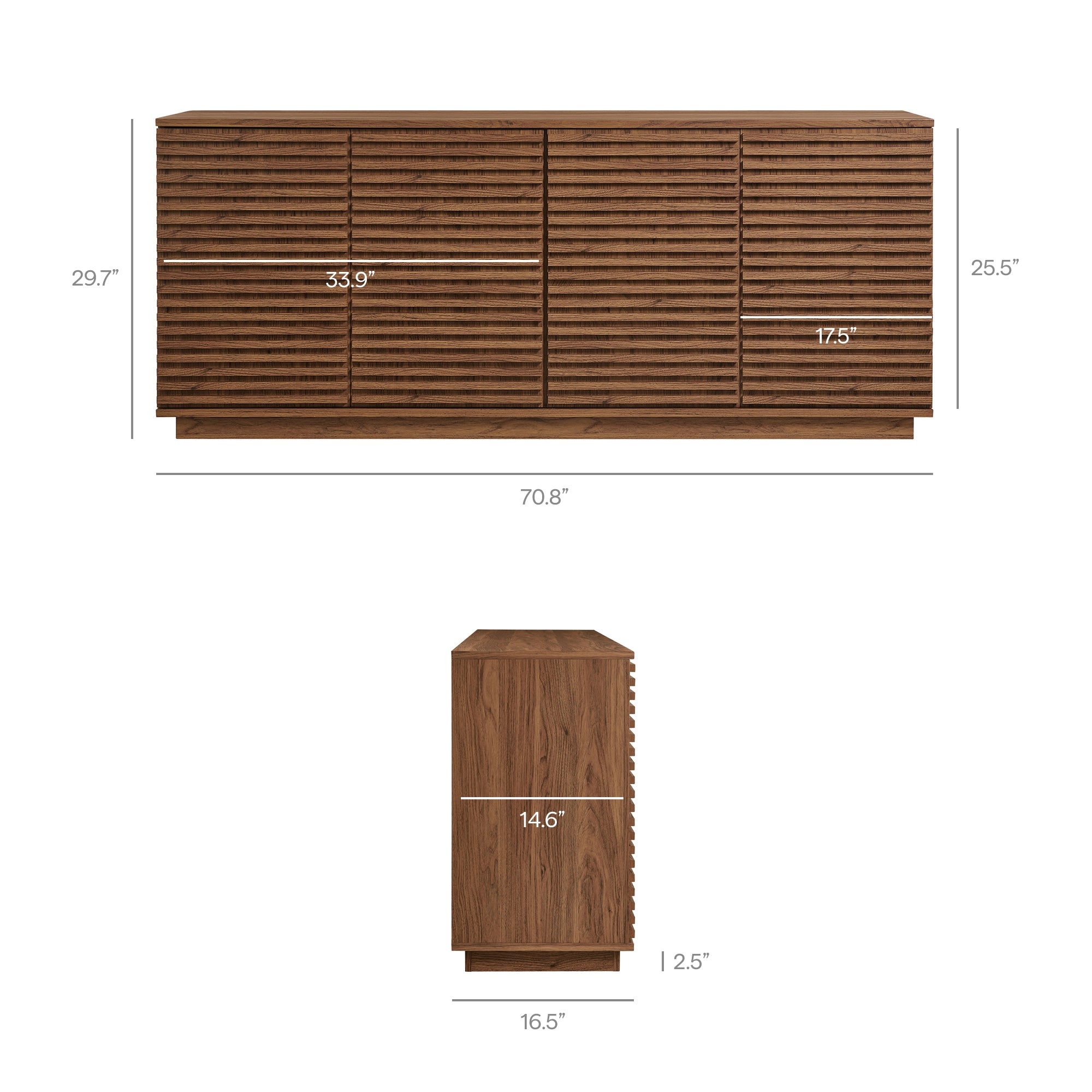 Modway Render 4-Door Fluted Sideboard Cabinet TV Stand
