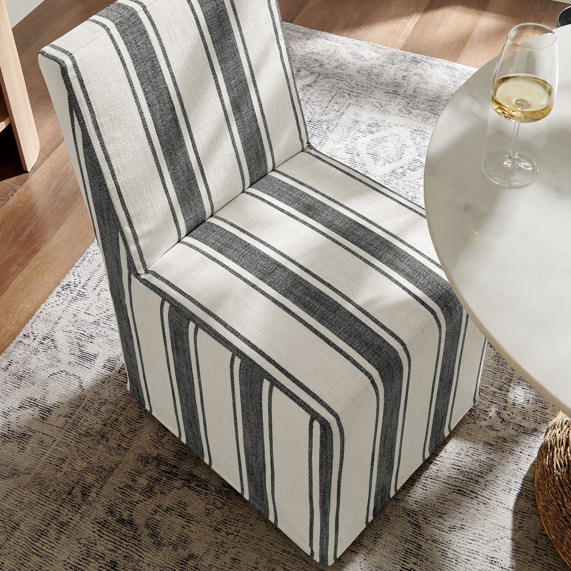 Modway Tessera Striped Slipcovered Dining Side Chair
