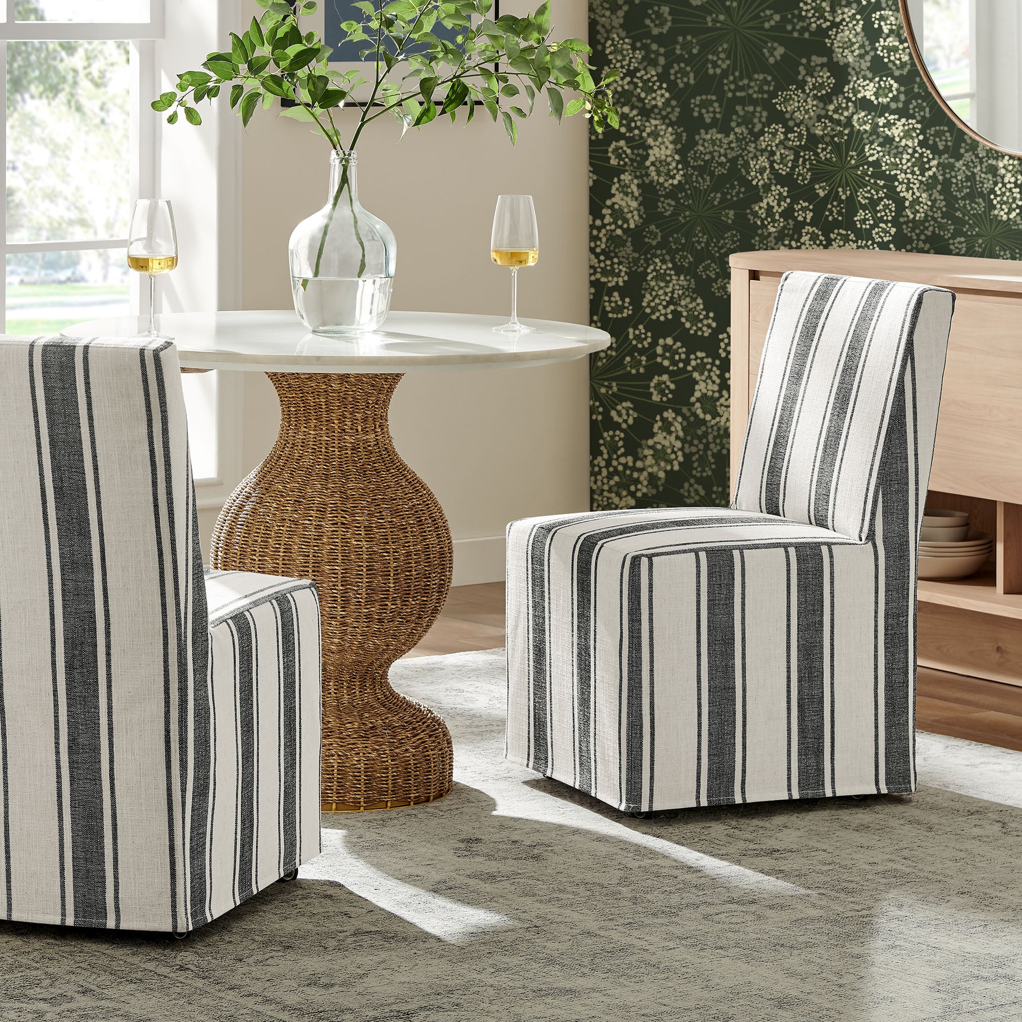 Modway Tessera Striped Slipcovered Dining Side Chair