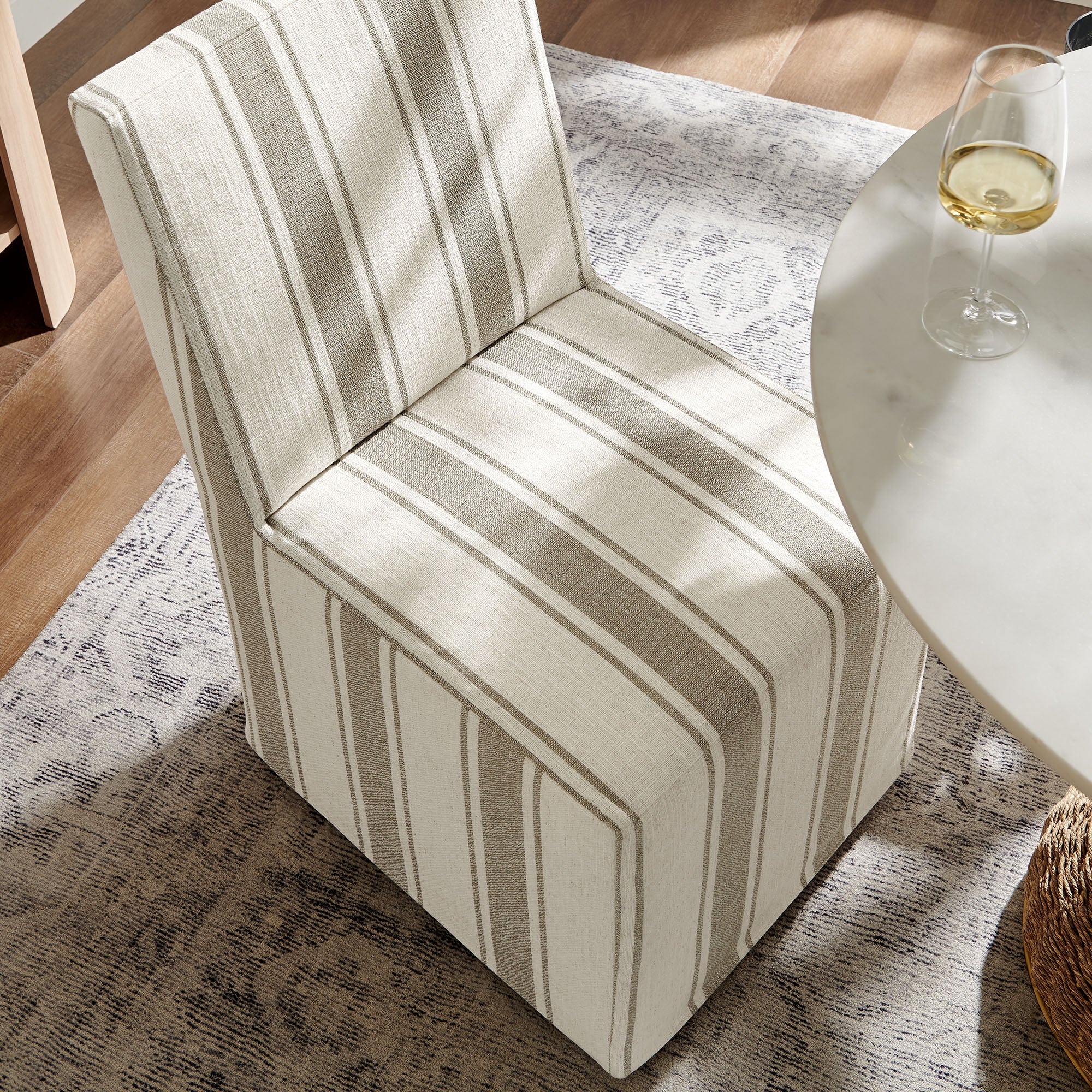 Modway Tessera Striped Slipcovered Dining Side Chair