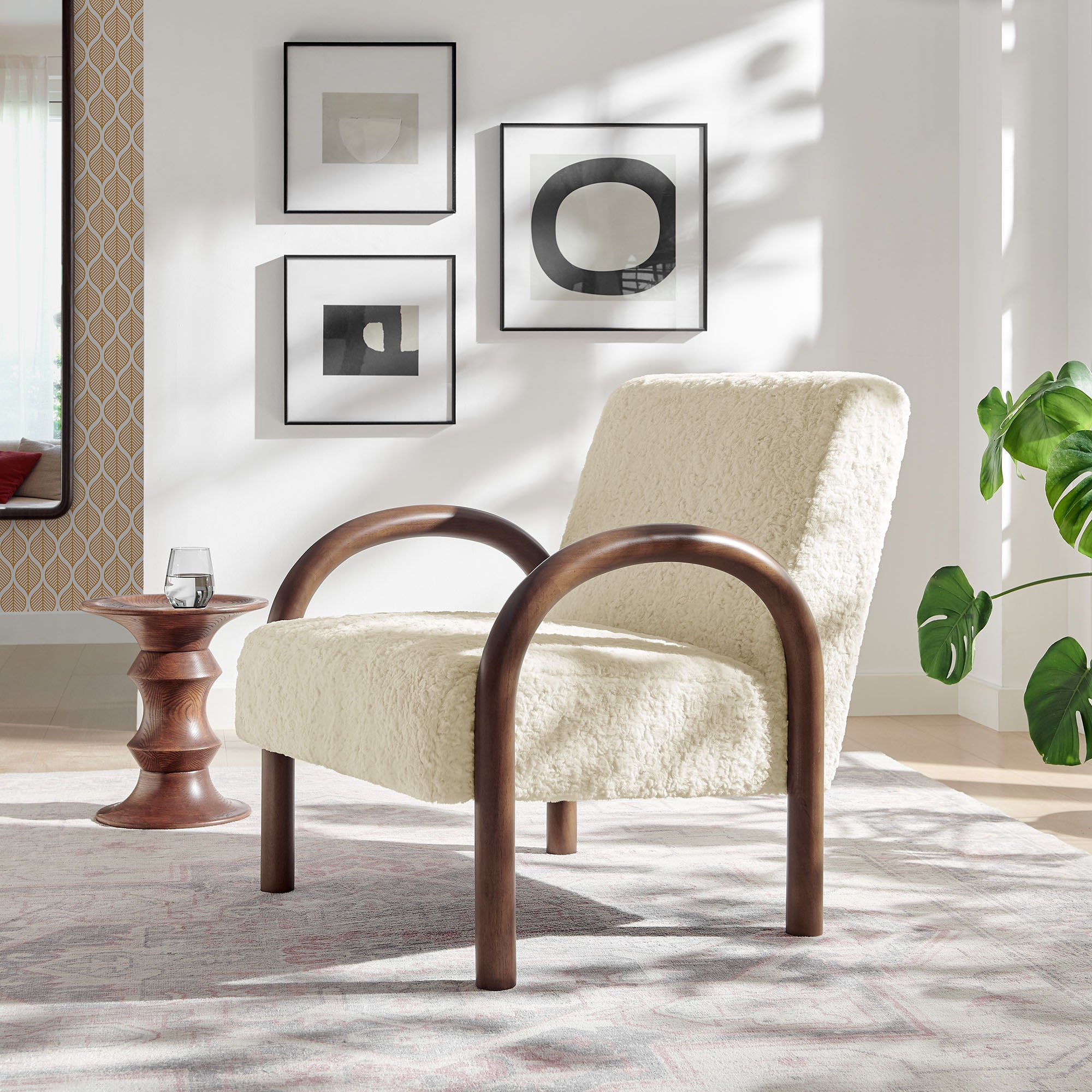 Modway EEI-7489 Lunet Faux Shearling Accent Armchair