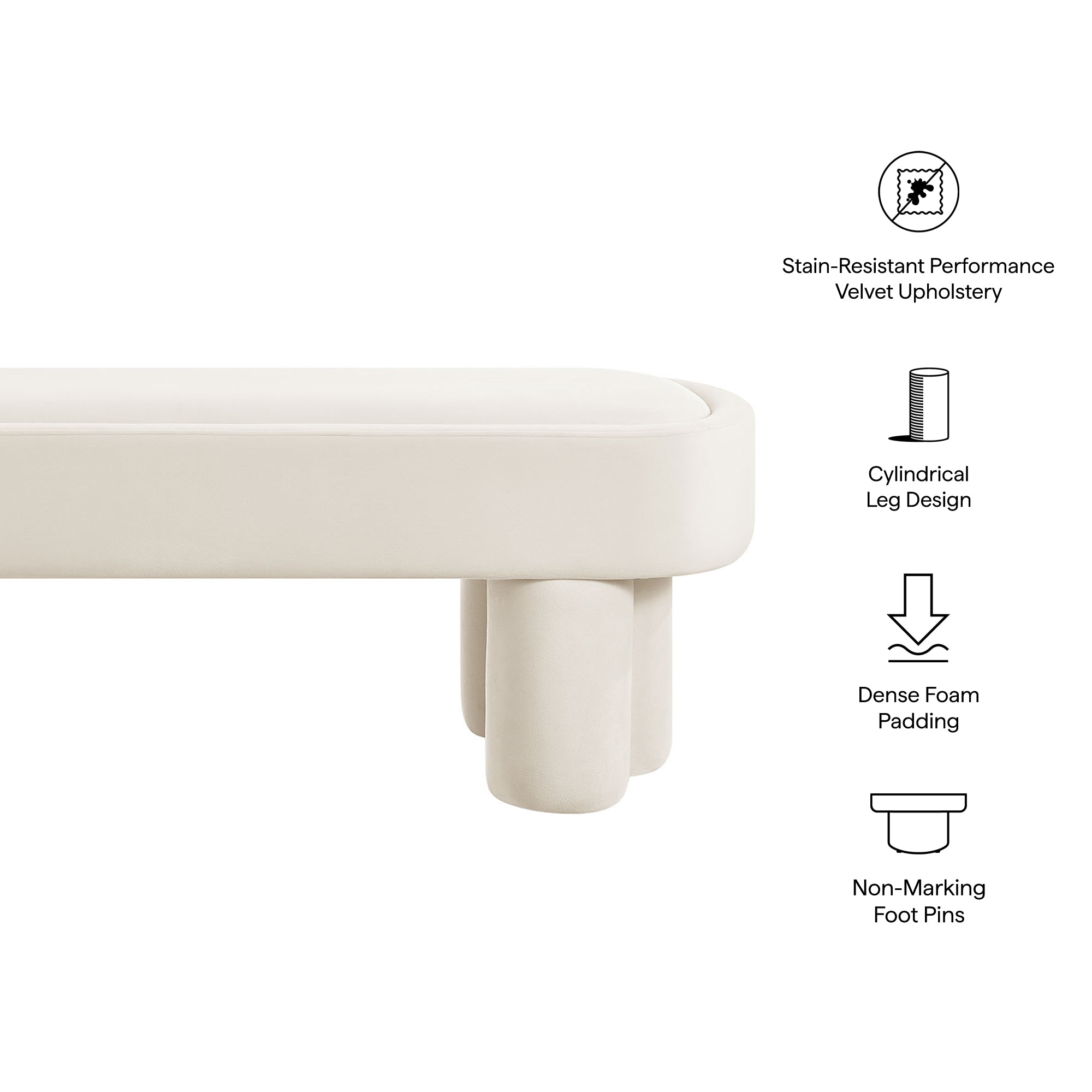 Modway EEI-7492 Mossi Oval Performance Velvet Accent Bench