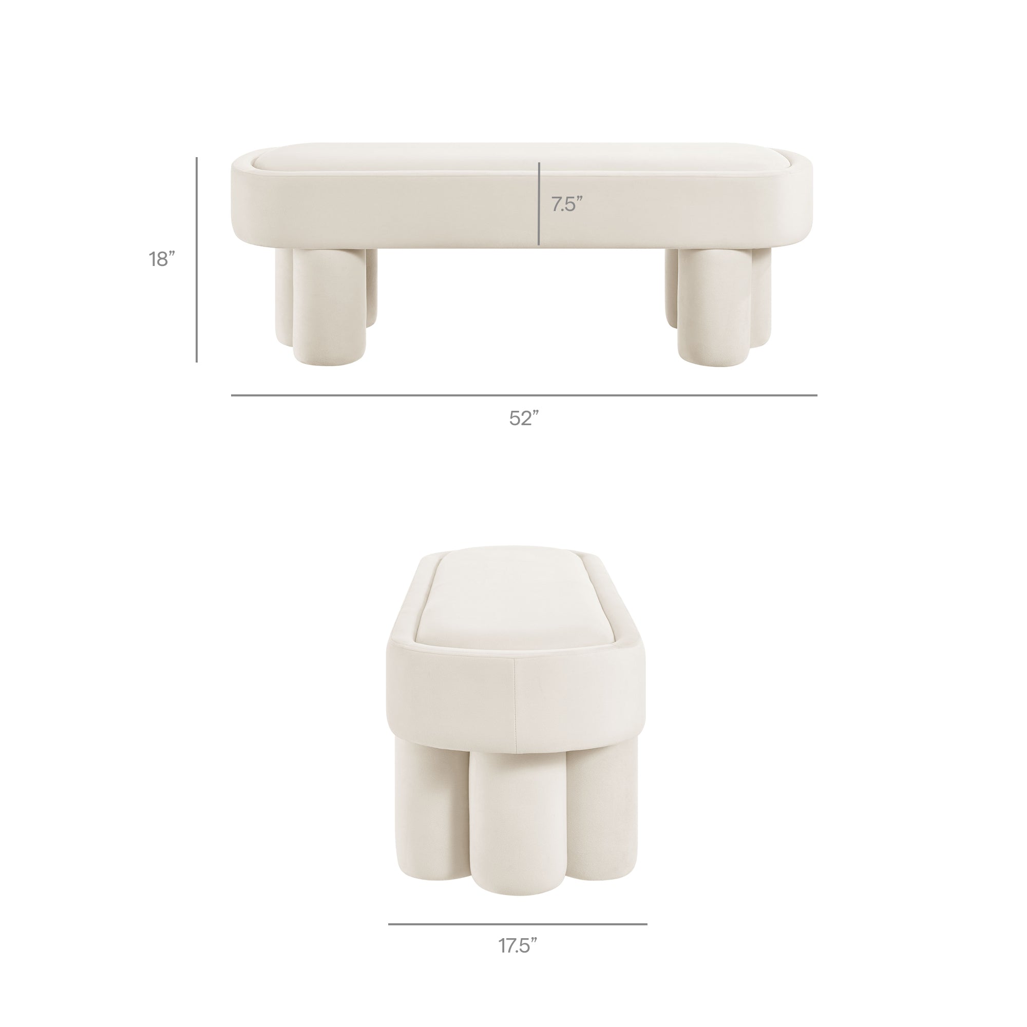 Modway EEI-7492 Mossi Oval Performance Velvet Accent Bench