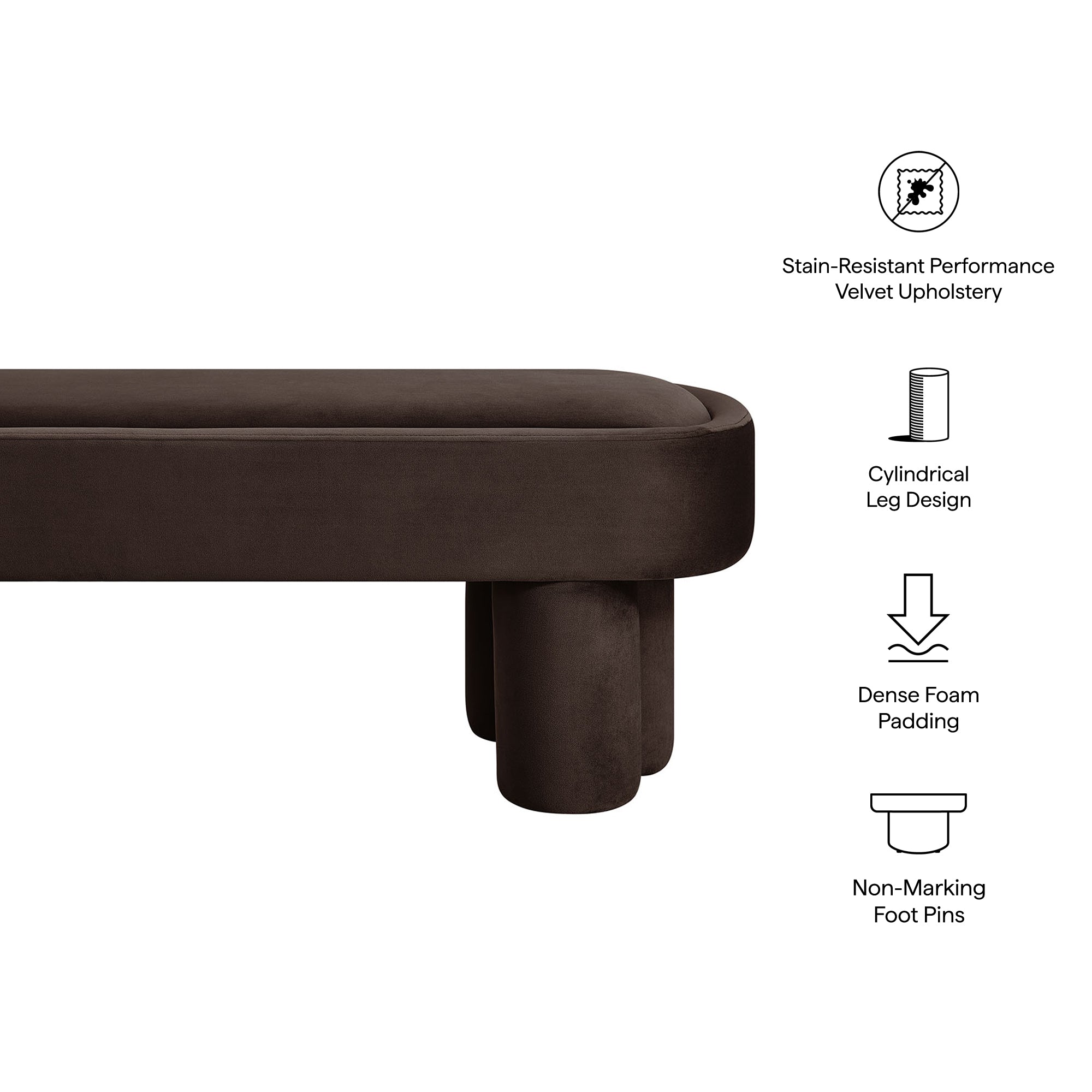 Modway EEI-7492 Mossi Oval Performance Velvet Accent Bench