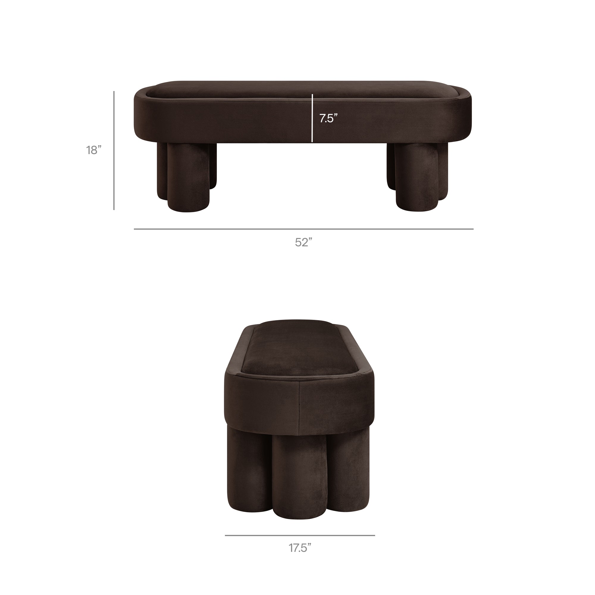 Modway EEI-7492 Mossi Oval Performance Velvet Accent Bench
