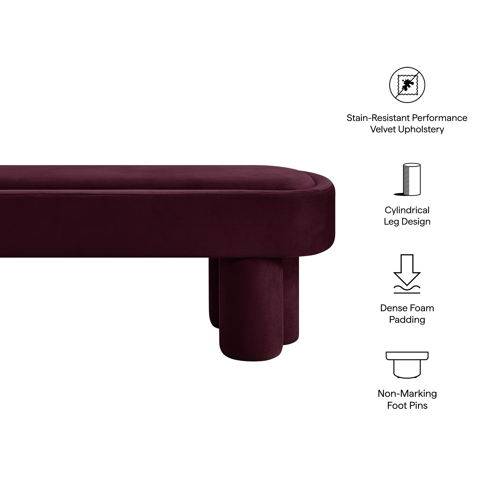 Modway EEI-7492 Mossi Oval Performance Velvet Accent Bench