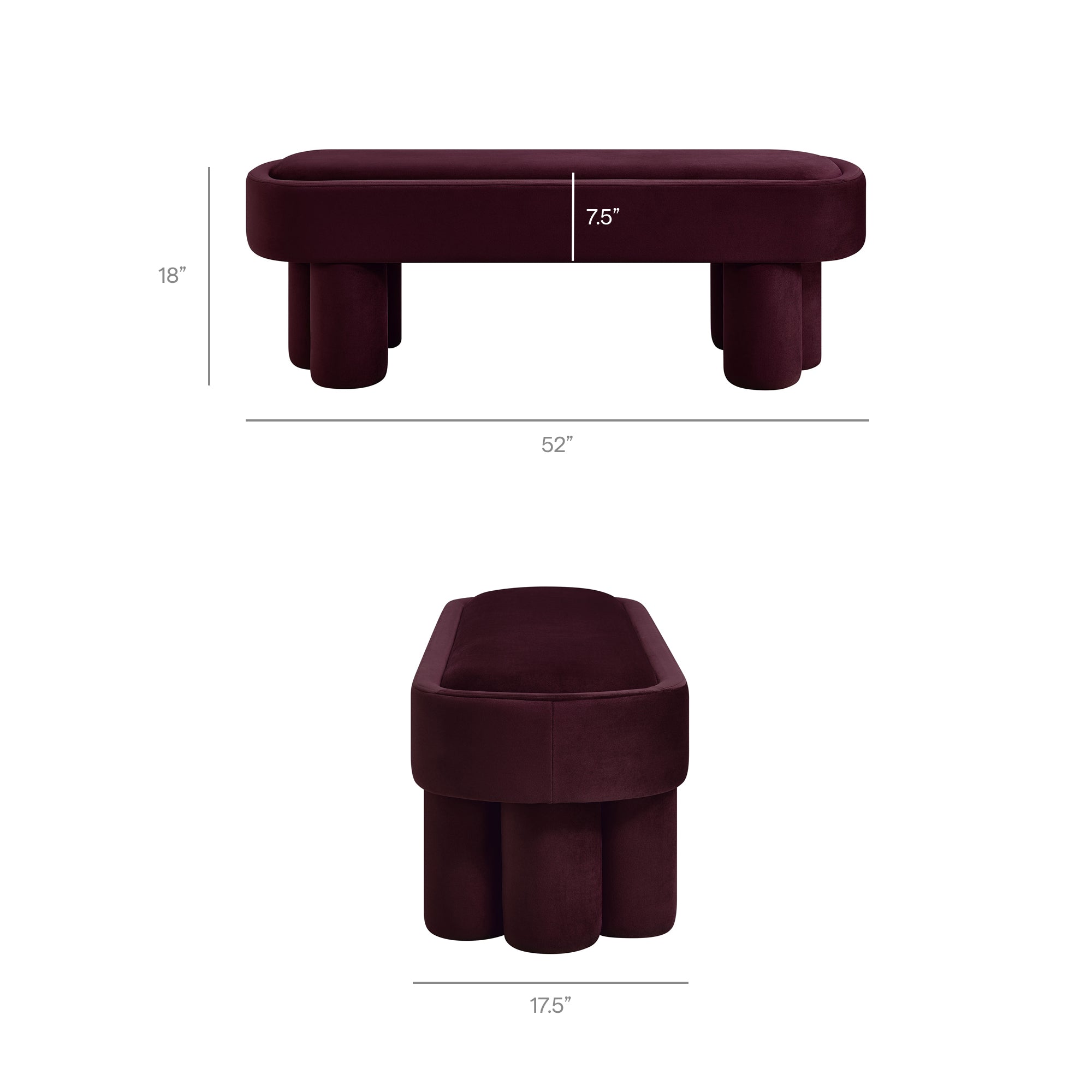 Modway EEI-7492 Mossi Oval Performance Velvet Accent Bench