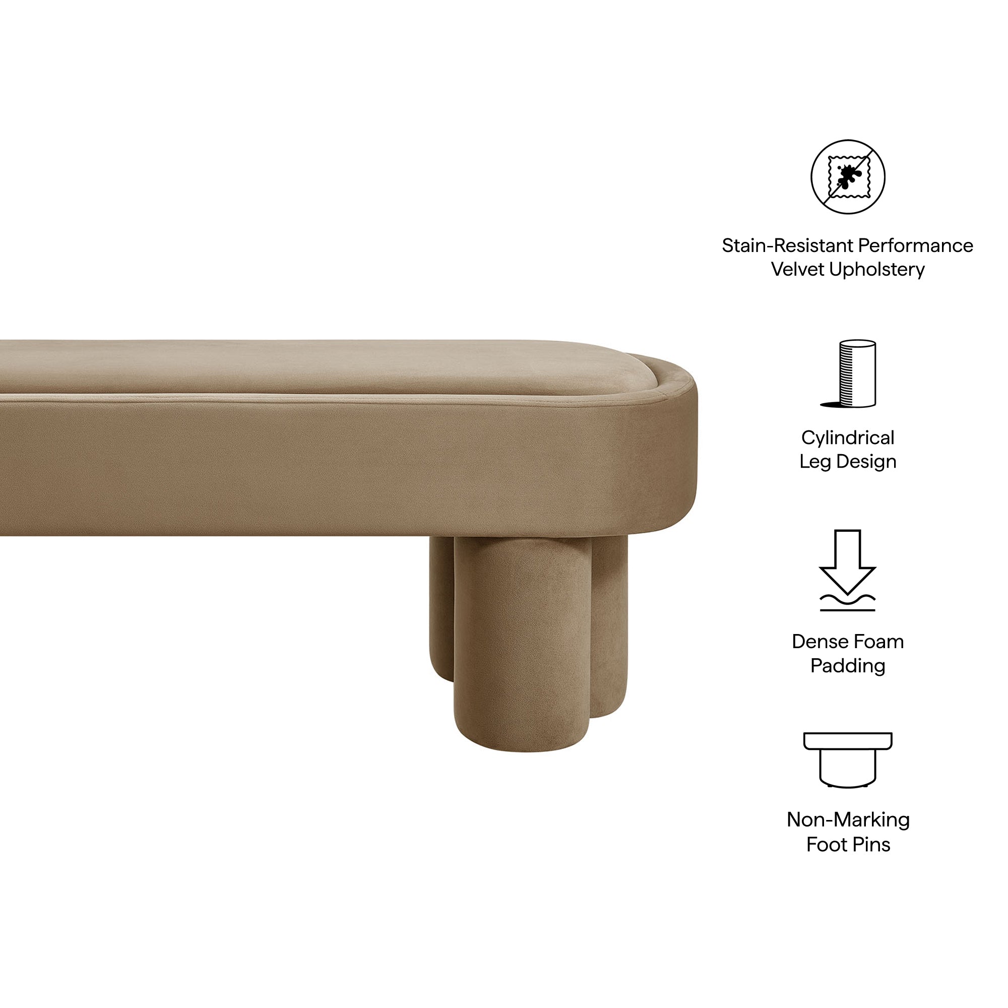 Modway EEI-7492 Mossi Oval Performance Velvet Accent Bench