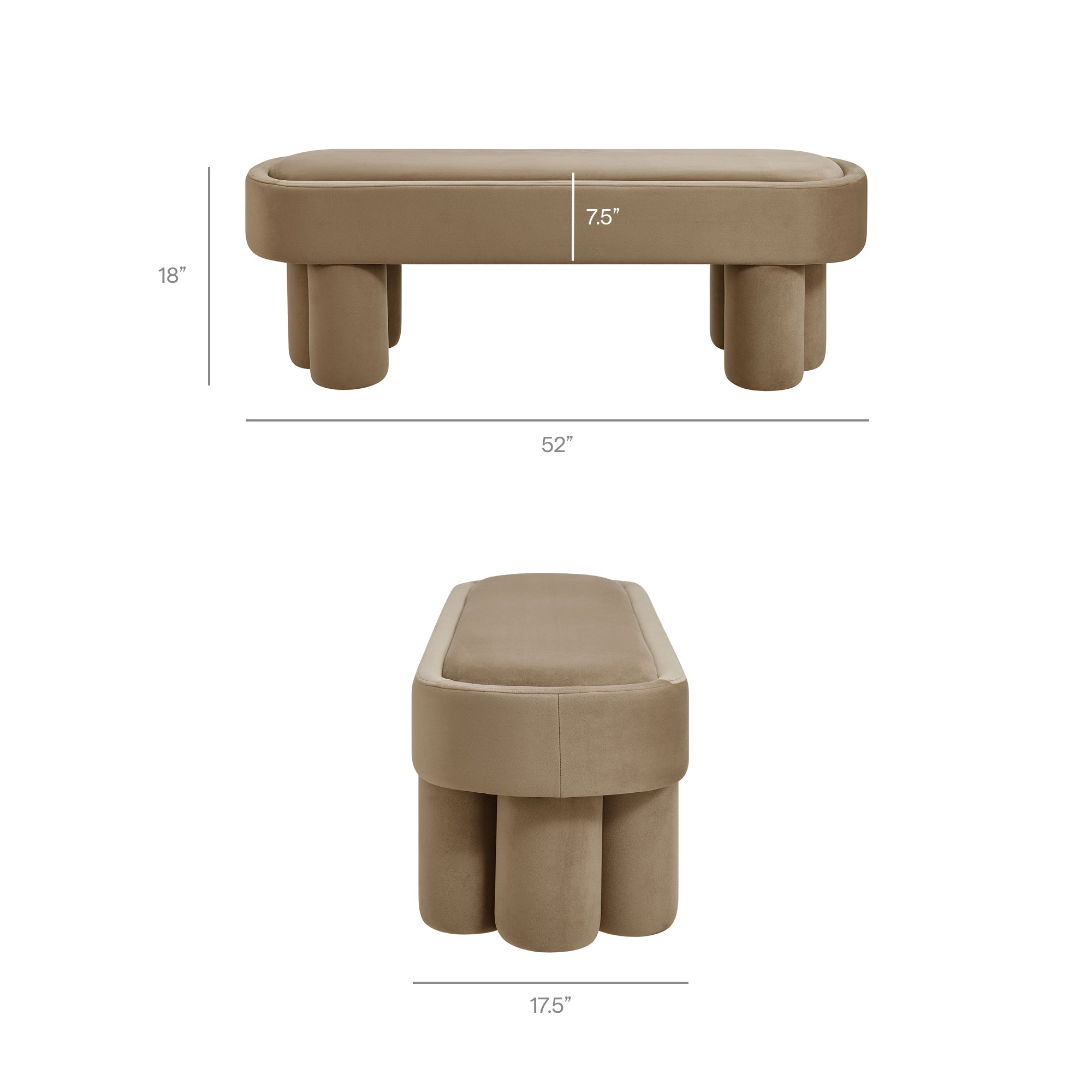 Modway EEI-7492 Mossi Oval Performance Velvet Accent Bench