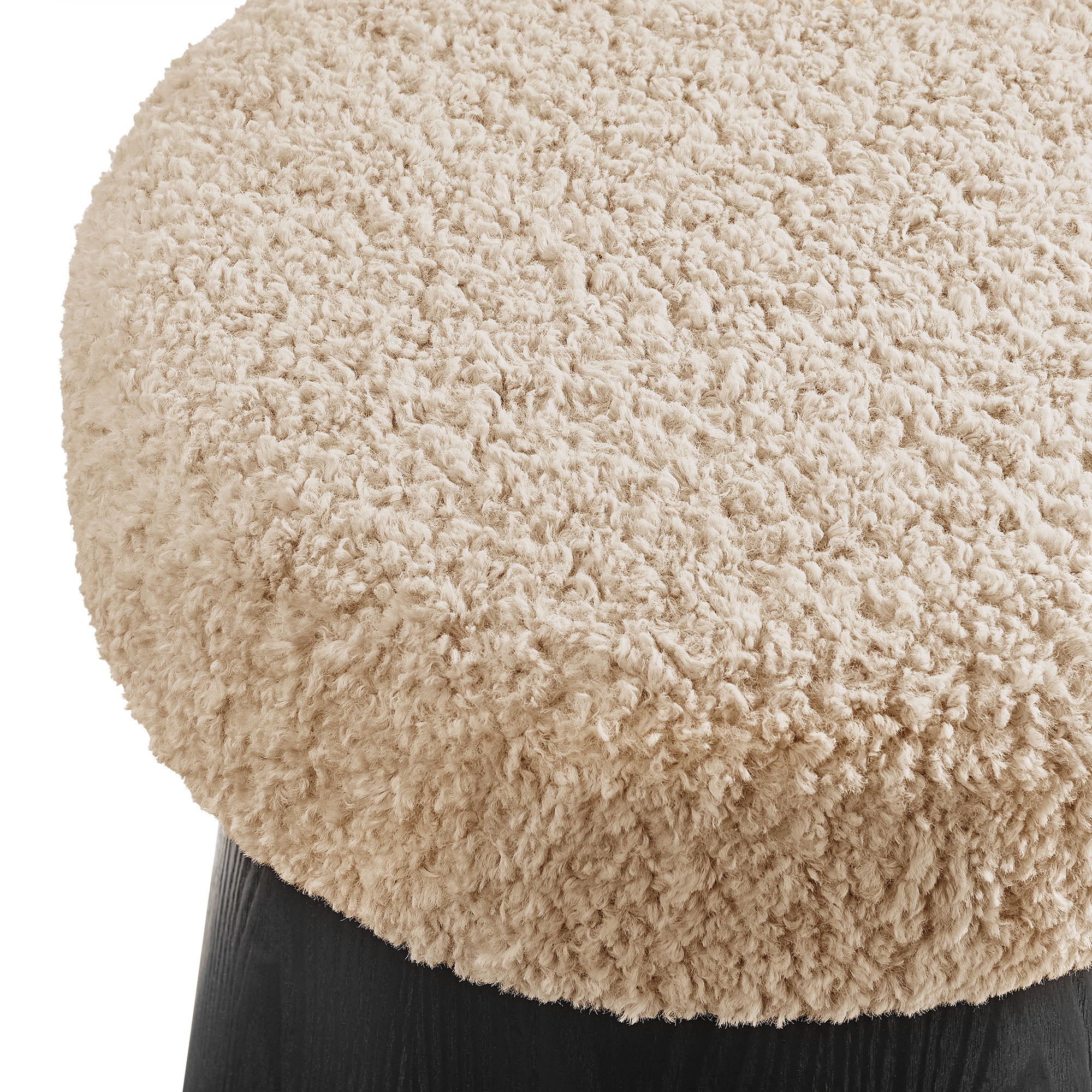 Modway Ketra Round Faux Shearling Ottoman Footstool